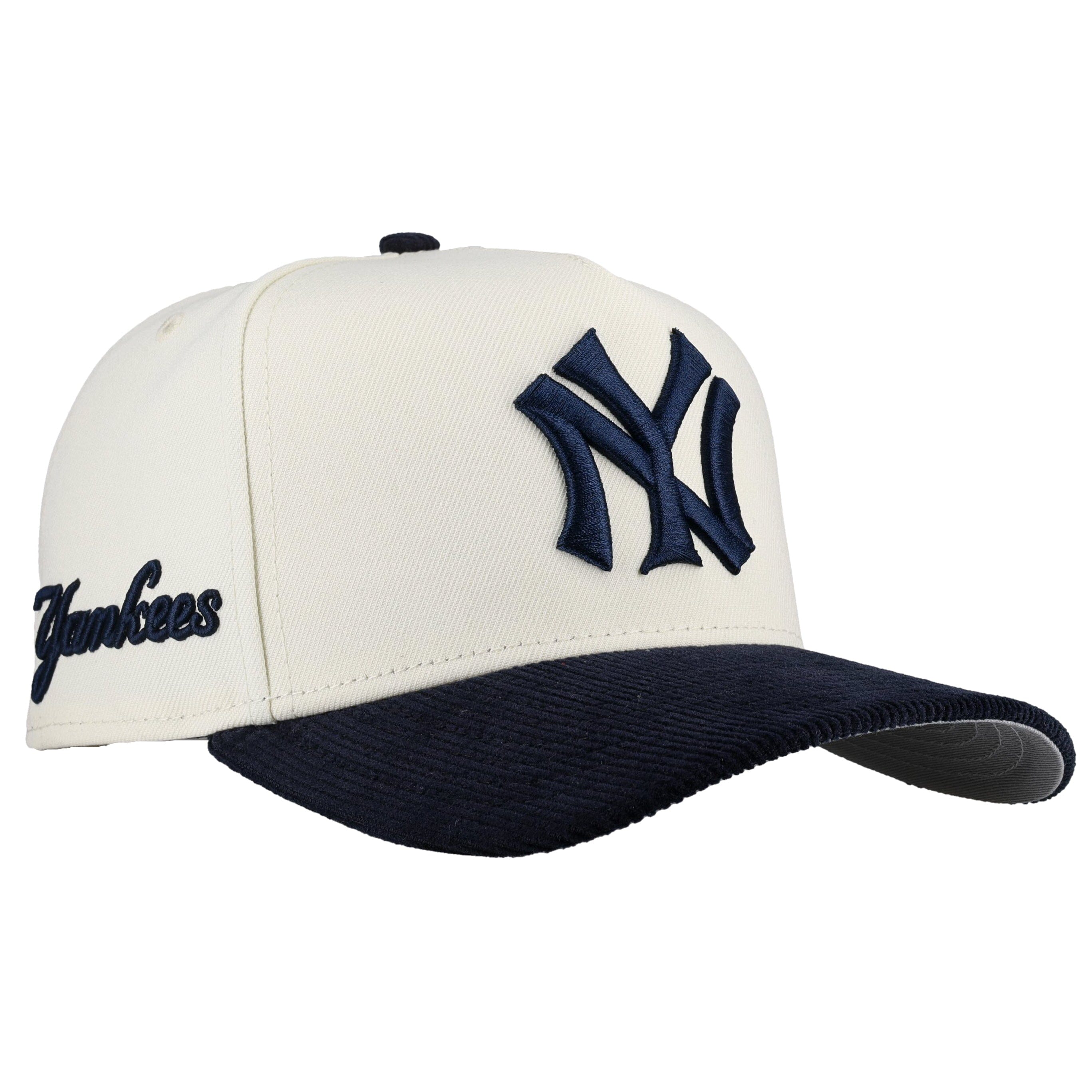 New York Yankees Navy Off White Corduroy 9Fifty A Frame Snapback Hat