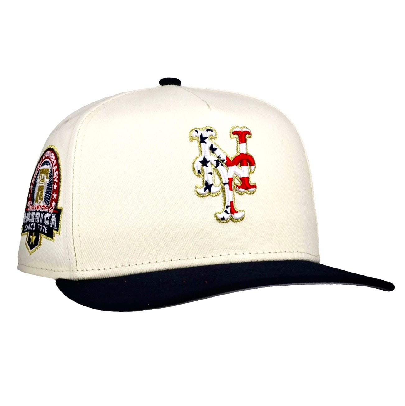 New York Mets Chrome USA Off White/Navy 9Fifty A Frame Snapback Hat