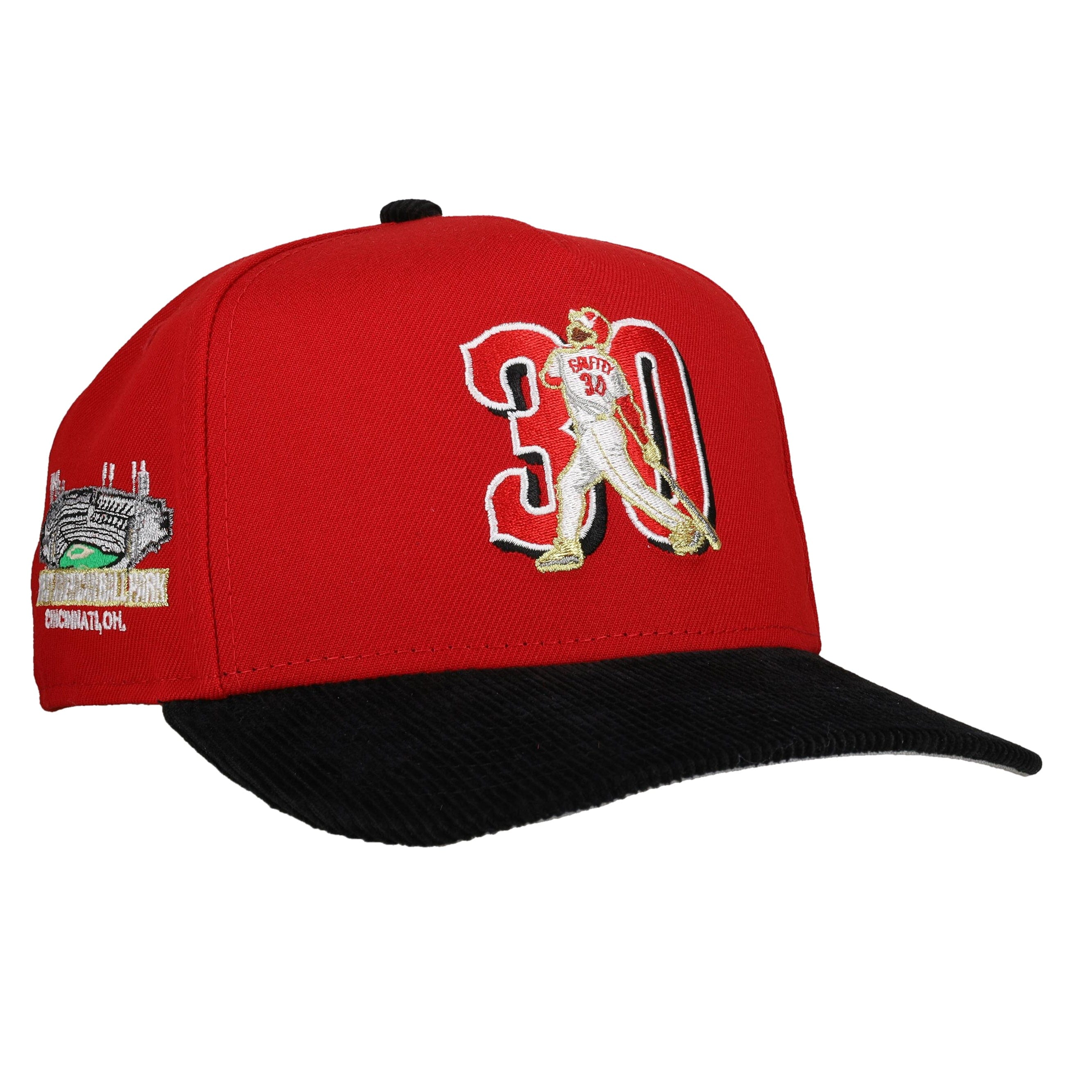 Cincinnati Reds Ken Griffey 30 Red/Black Corduroy 9Fifty A Frame Snapback Hat