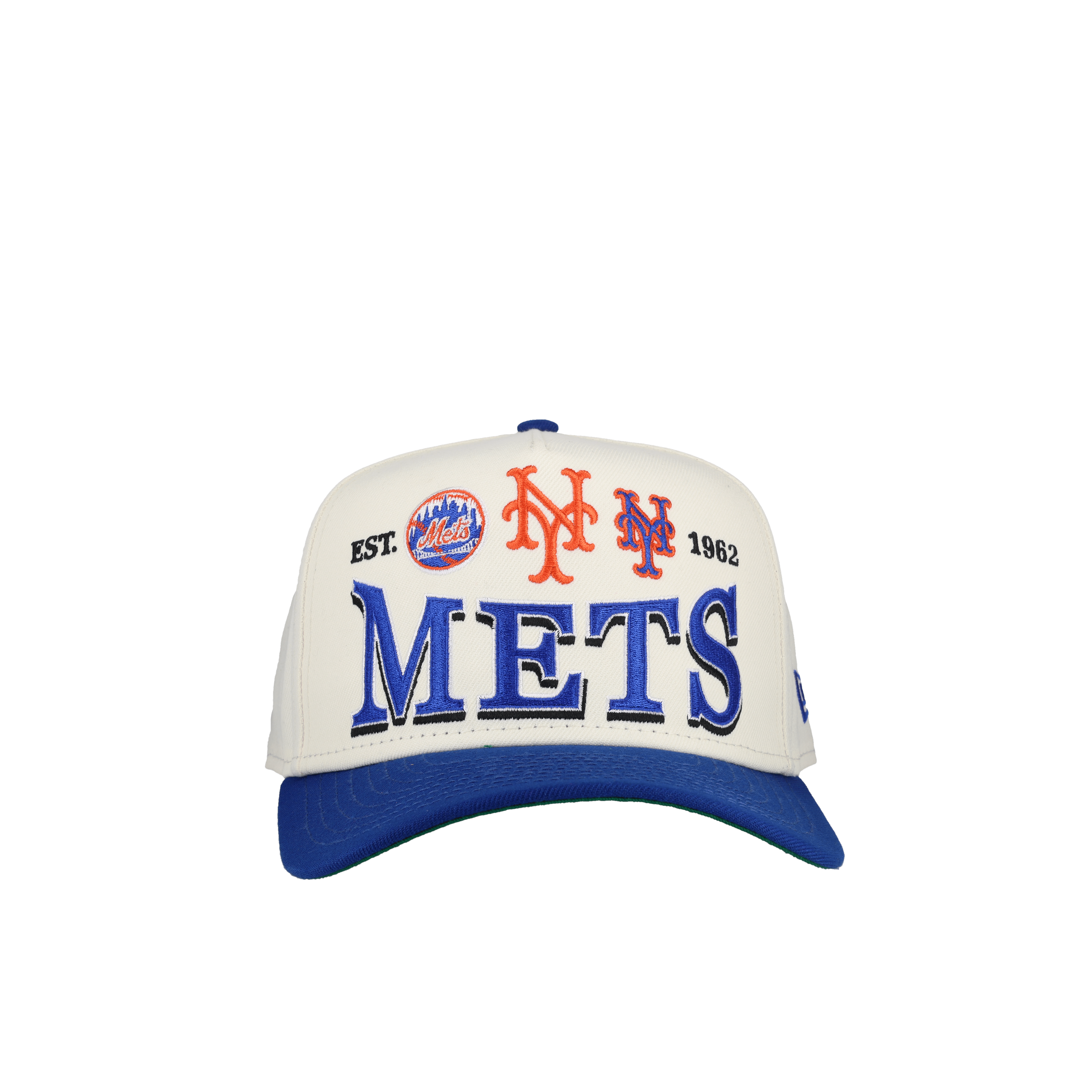 New York Mets 1962 Team Color 9Fifty A Frame Snapback Hat (Green Brim) Version 2