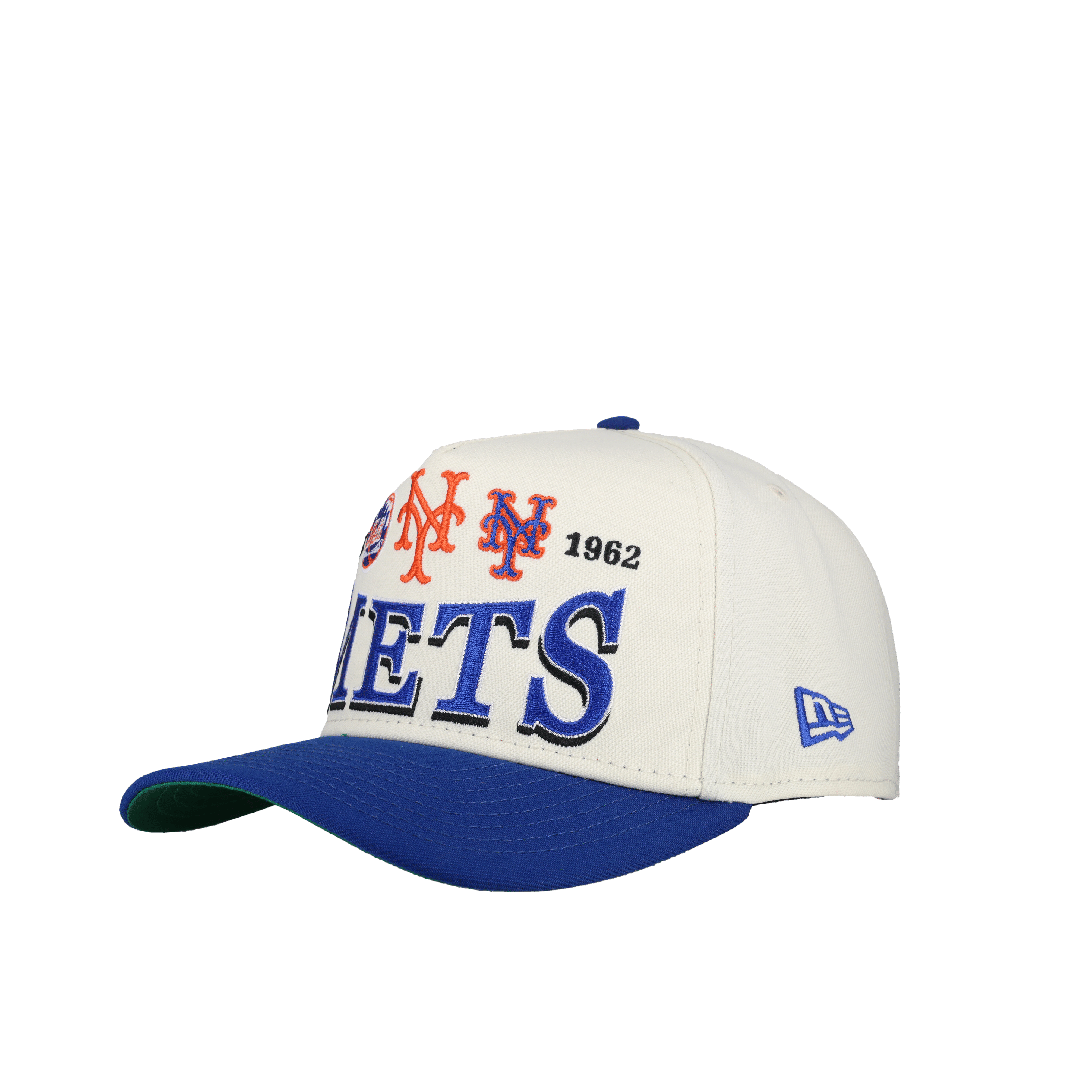 New York Mets 1962 Team Color 9Fifty A Frame Snapback Hat (Green Brim) Version 2