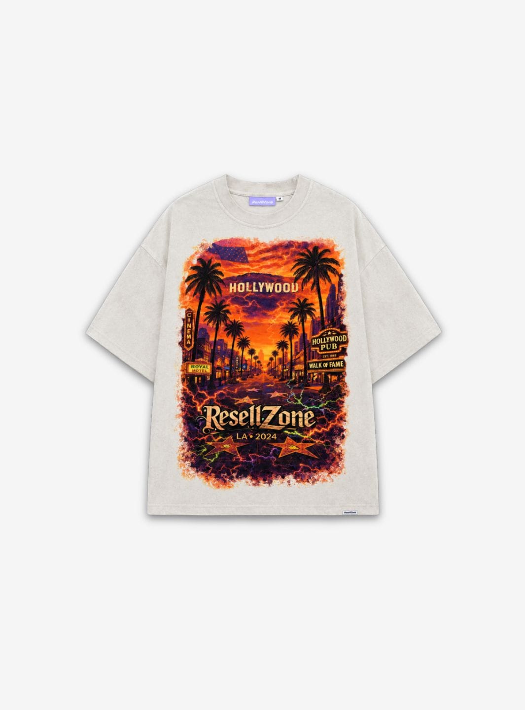 Resellzone Los Angeles Sunset Riot T - Shirt Washed Beige