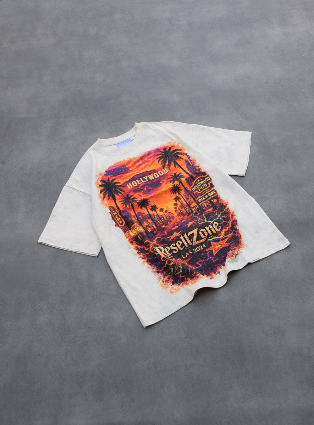 Resellzone Los Angeles Sunset Riot T - Shirt Washed Beige