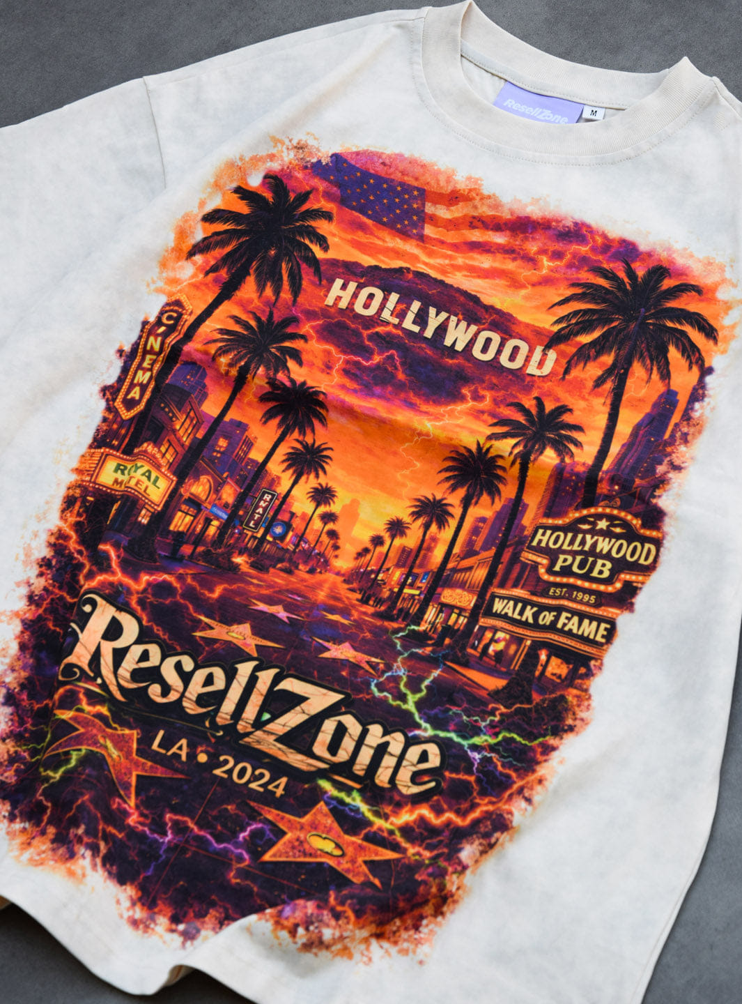 Resellzone Los Angeles Sunset Riot T - Shirt Washed Beige