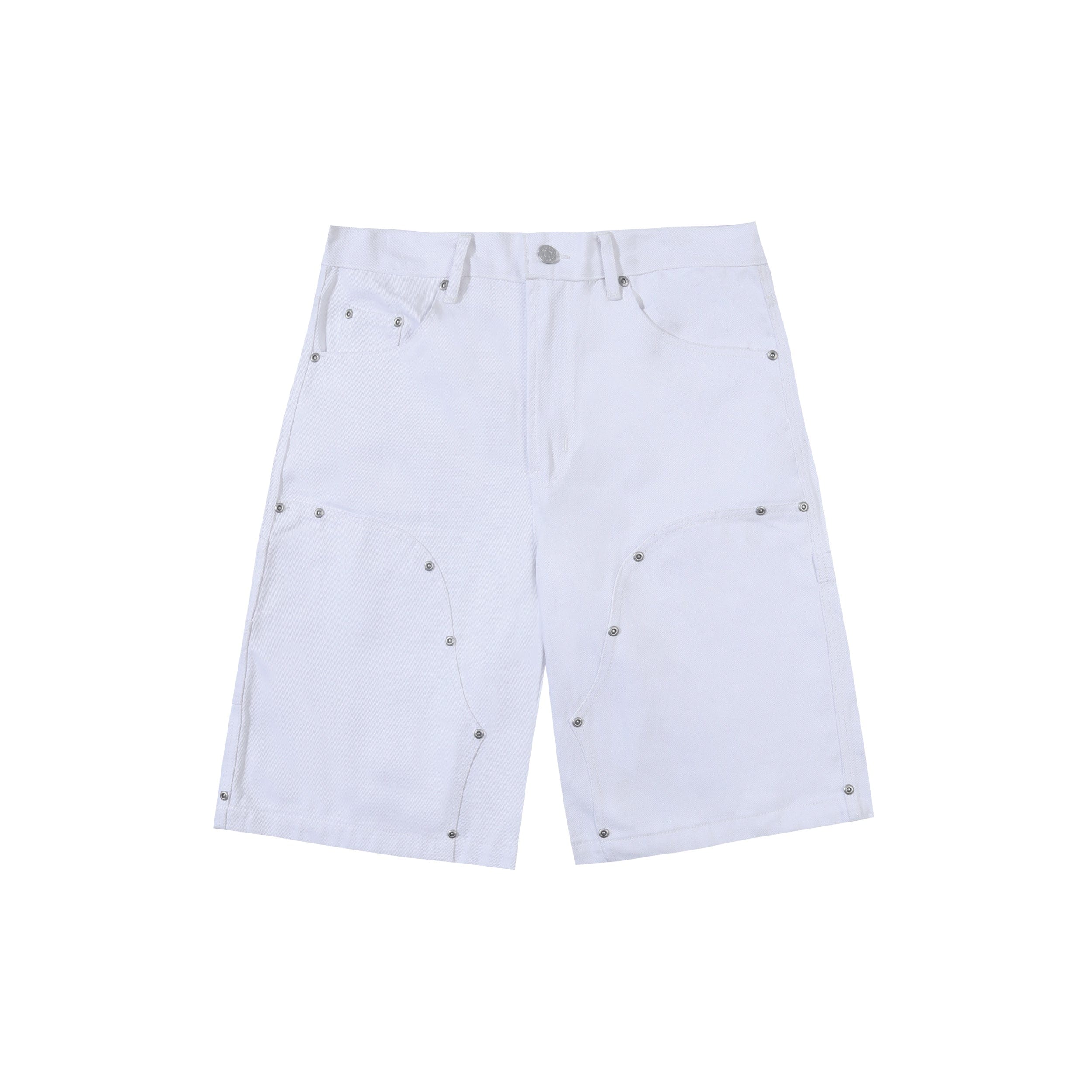 WHITE* Panel Rivet Shorts - White