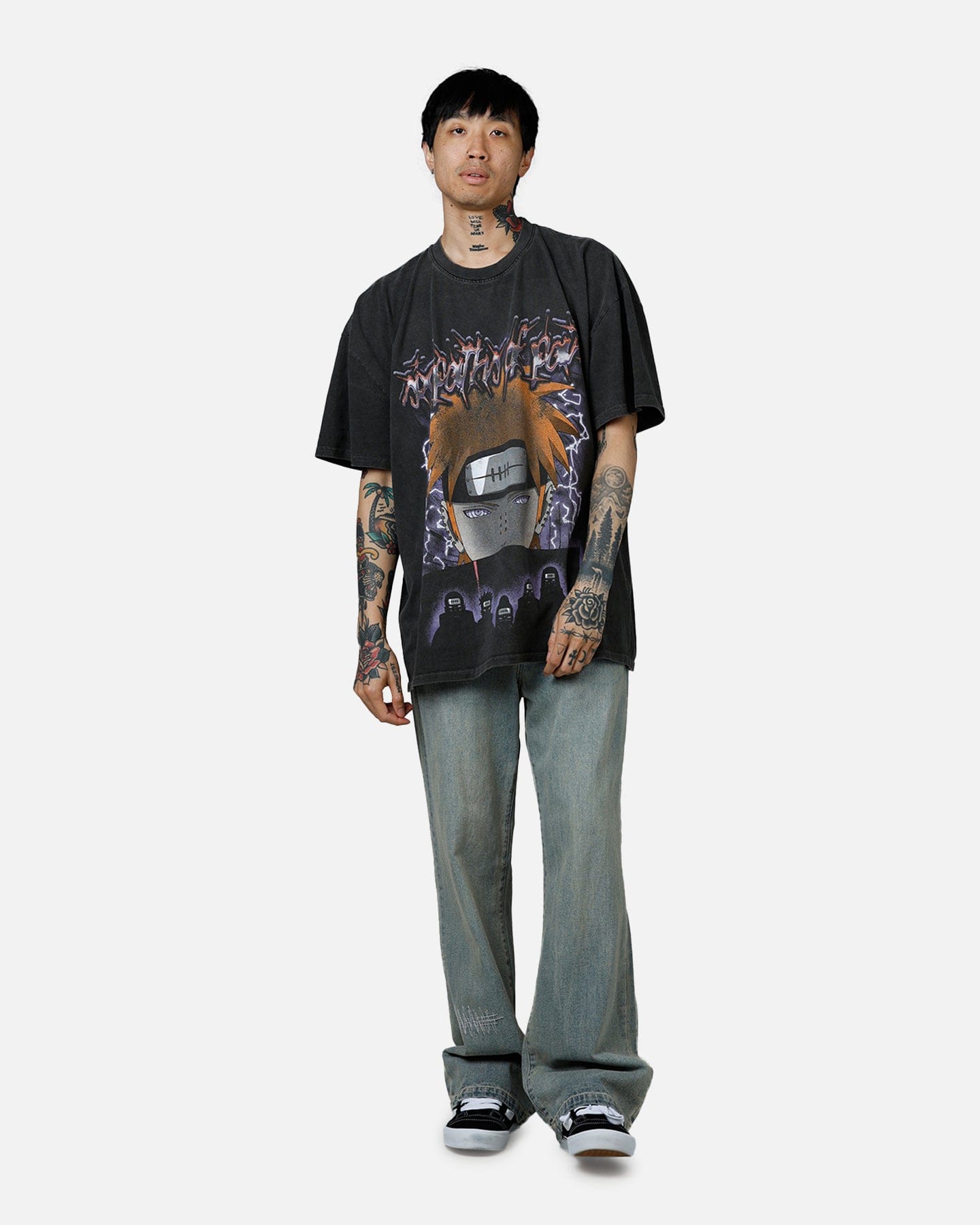 73studio x Naruto Six Paths Of Pain Heavyweight T - Shirt Black Wash