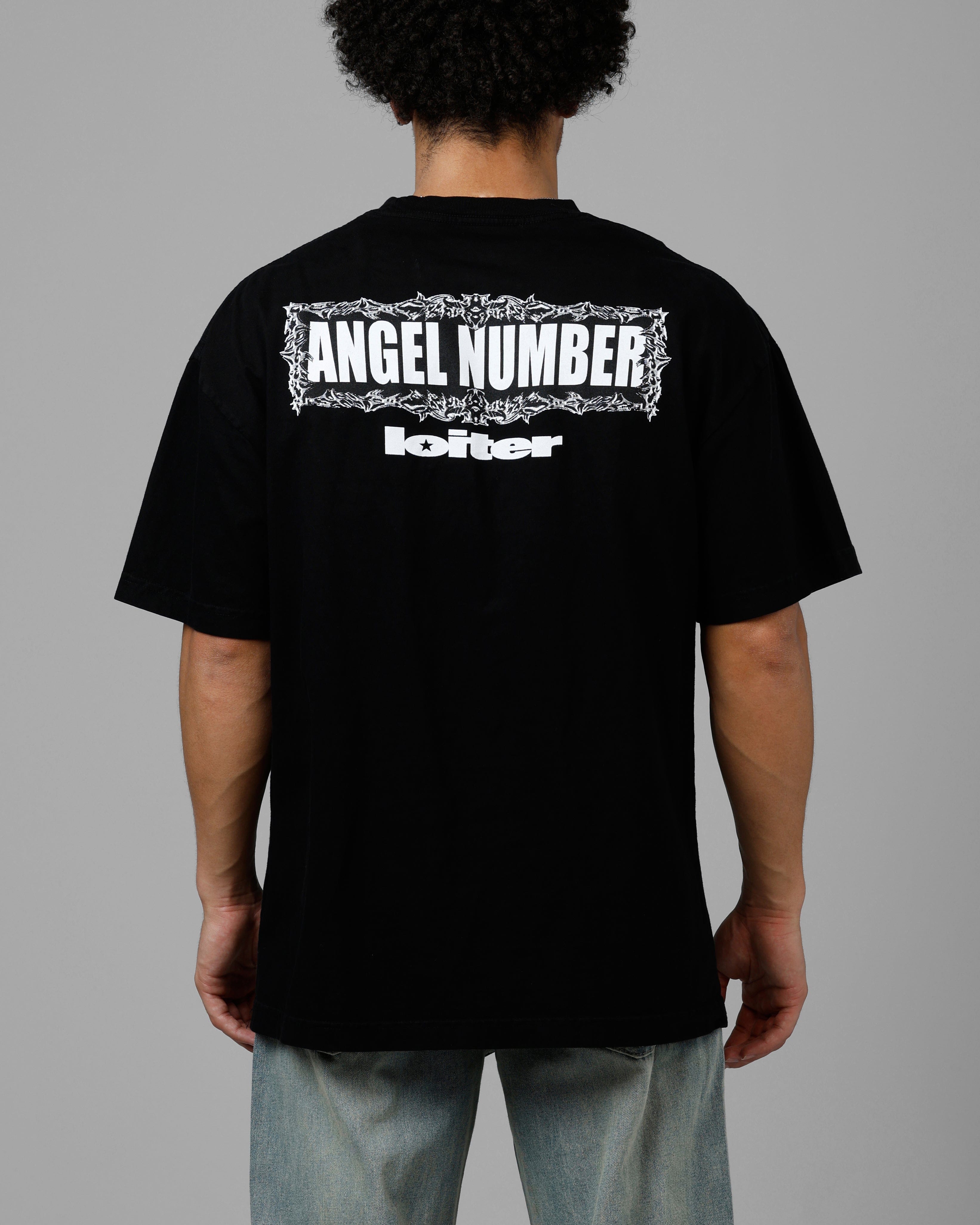 Loiter Angel Number Vintage T - Shirt Black