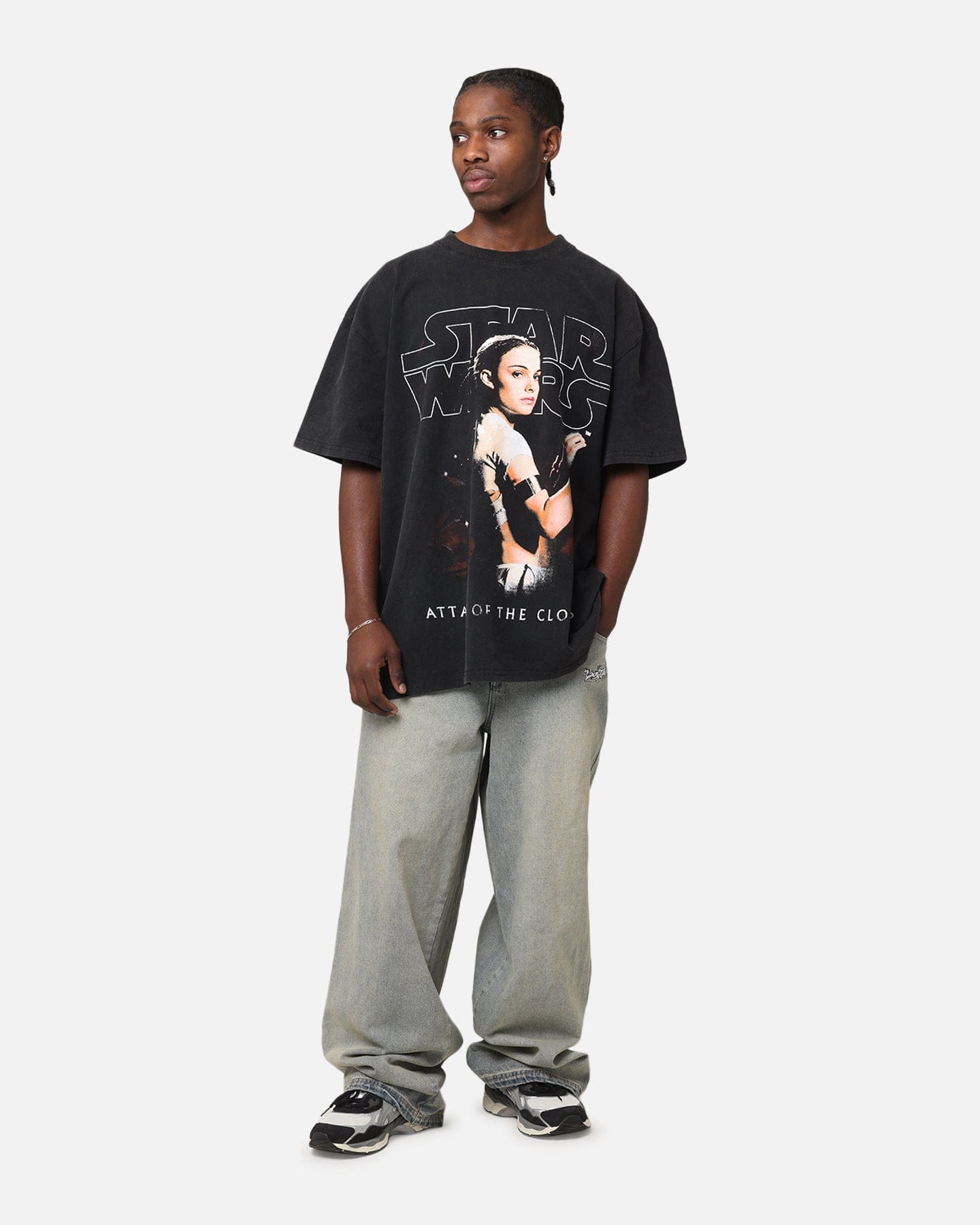 73studio Star Wars Episode II Vintage T - Shirt Black Acidwash