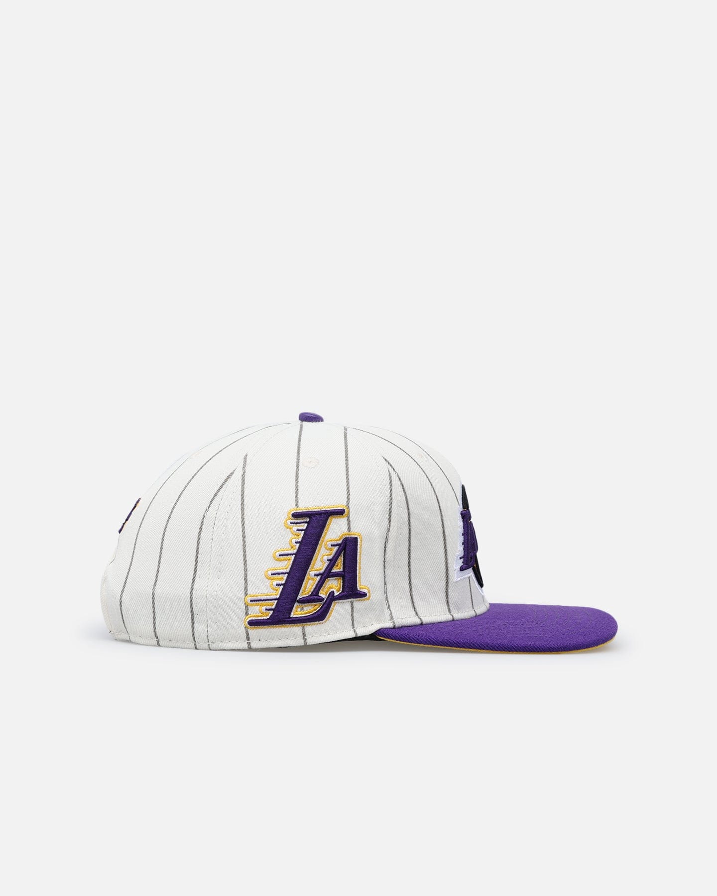 PRO Standard Los Angeles Lakers Pinstripe Wool Snapback Eggshell/Yellow