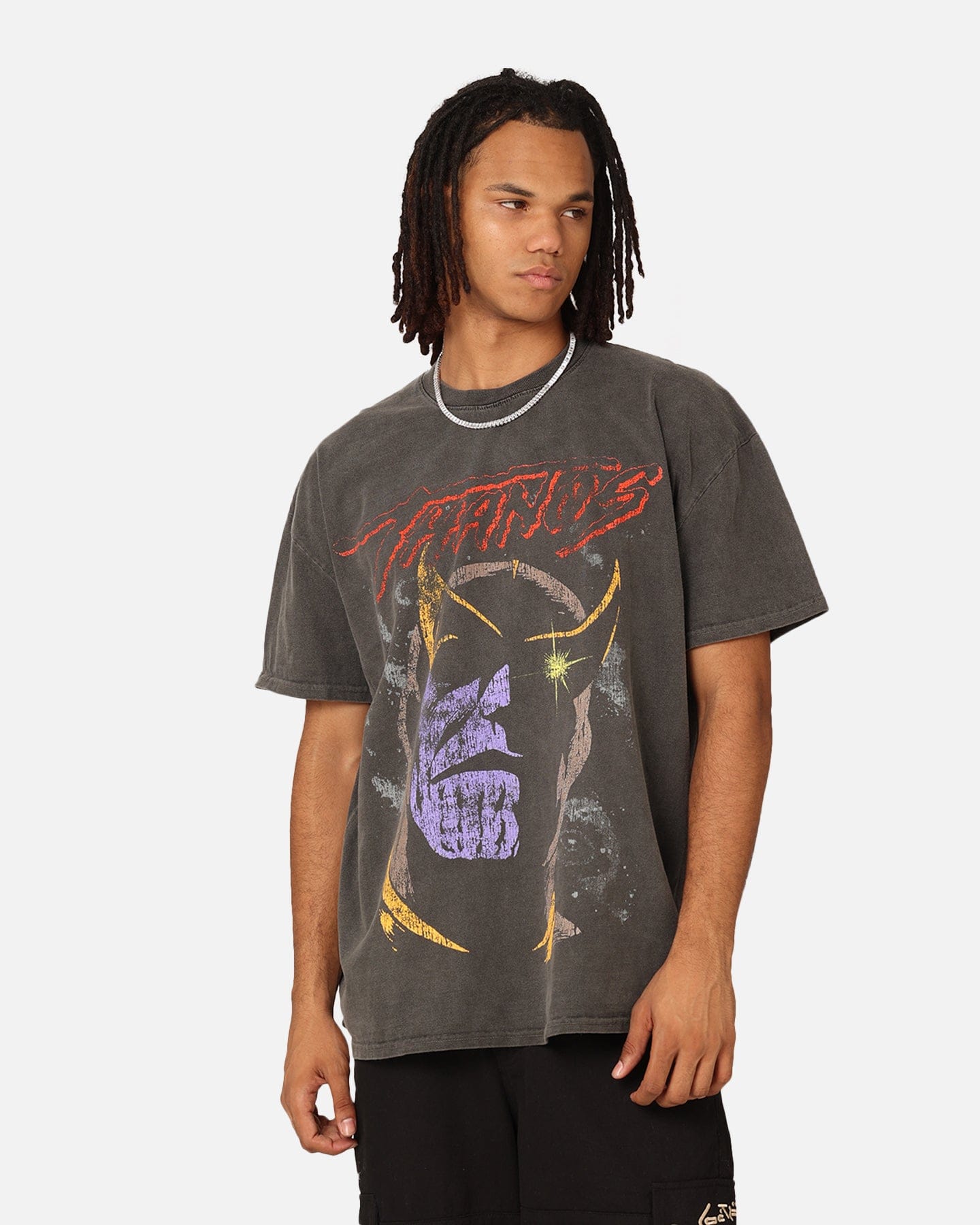 73studio Marvel Thanos Vintage T - Shirt Black Wash