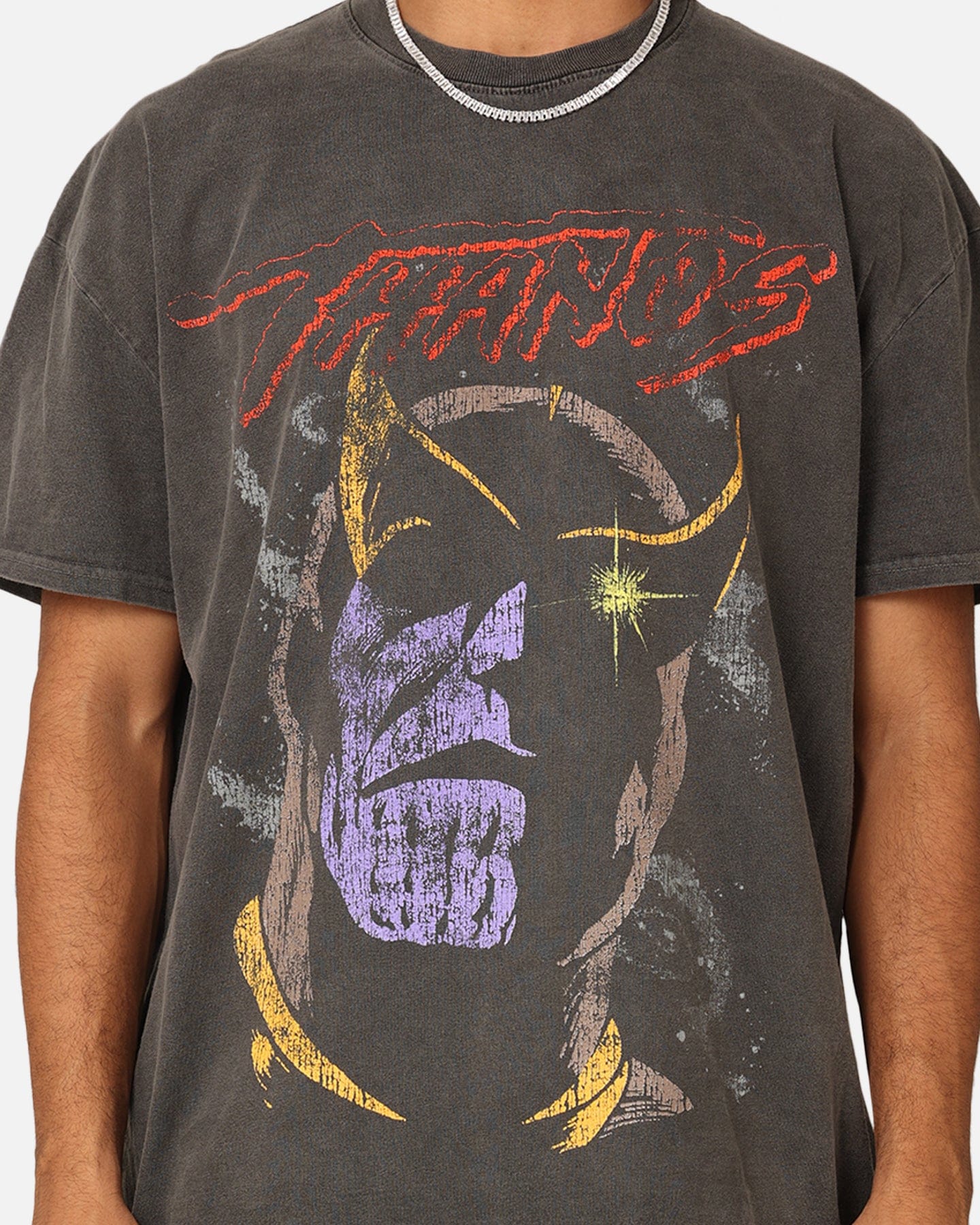 73studio Marvel Thanos Vintage T - Shirt Black Wash