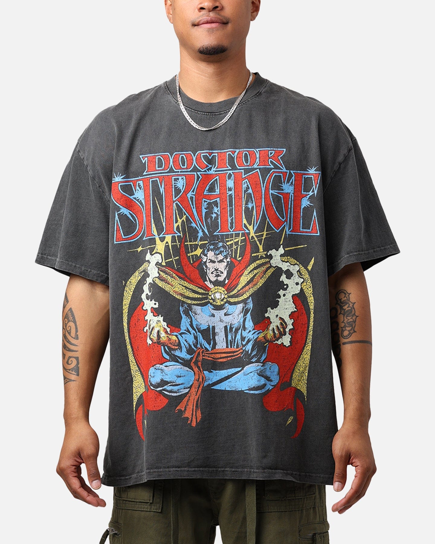 73studio Marvel Doctor Strange Heavyweight Vintage T - Shirt Black Wash