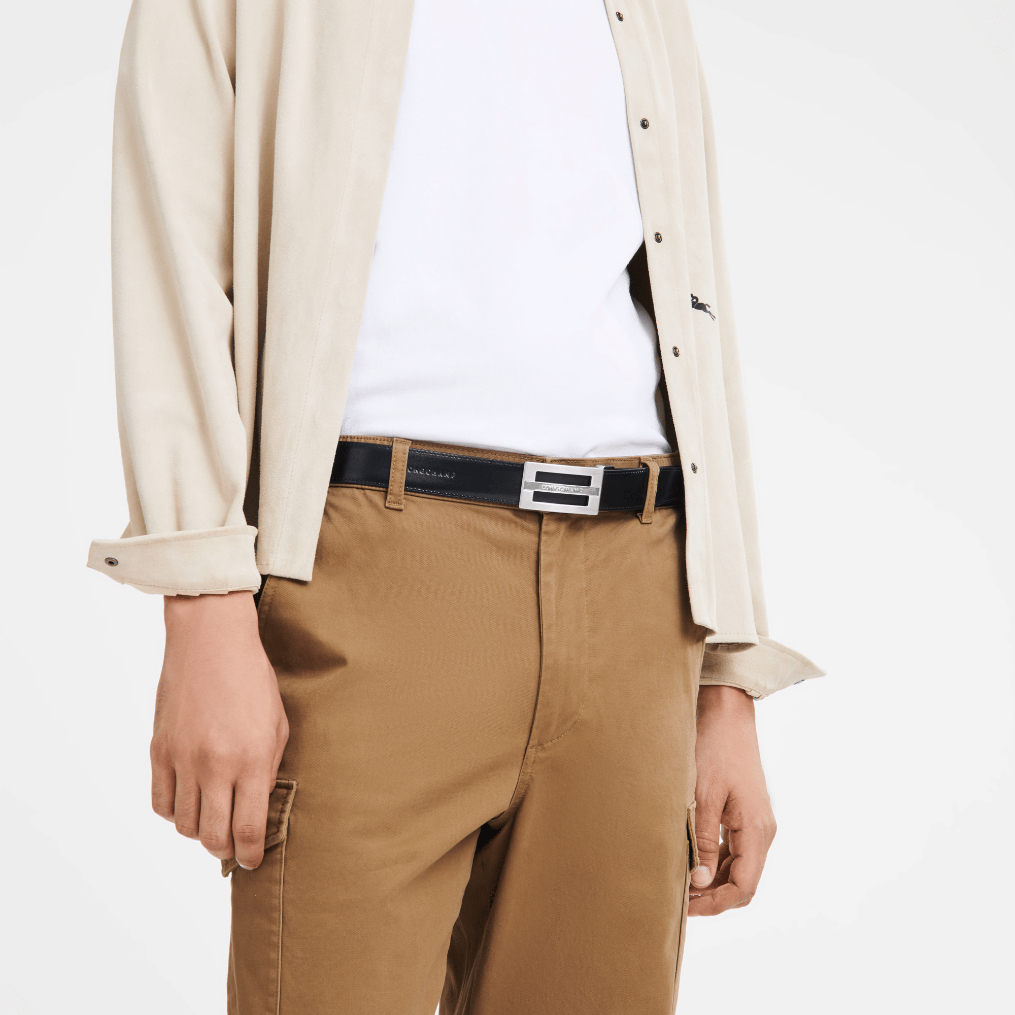 Long Champ Longchamp Delta Box Men's belt Black/Mocha