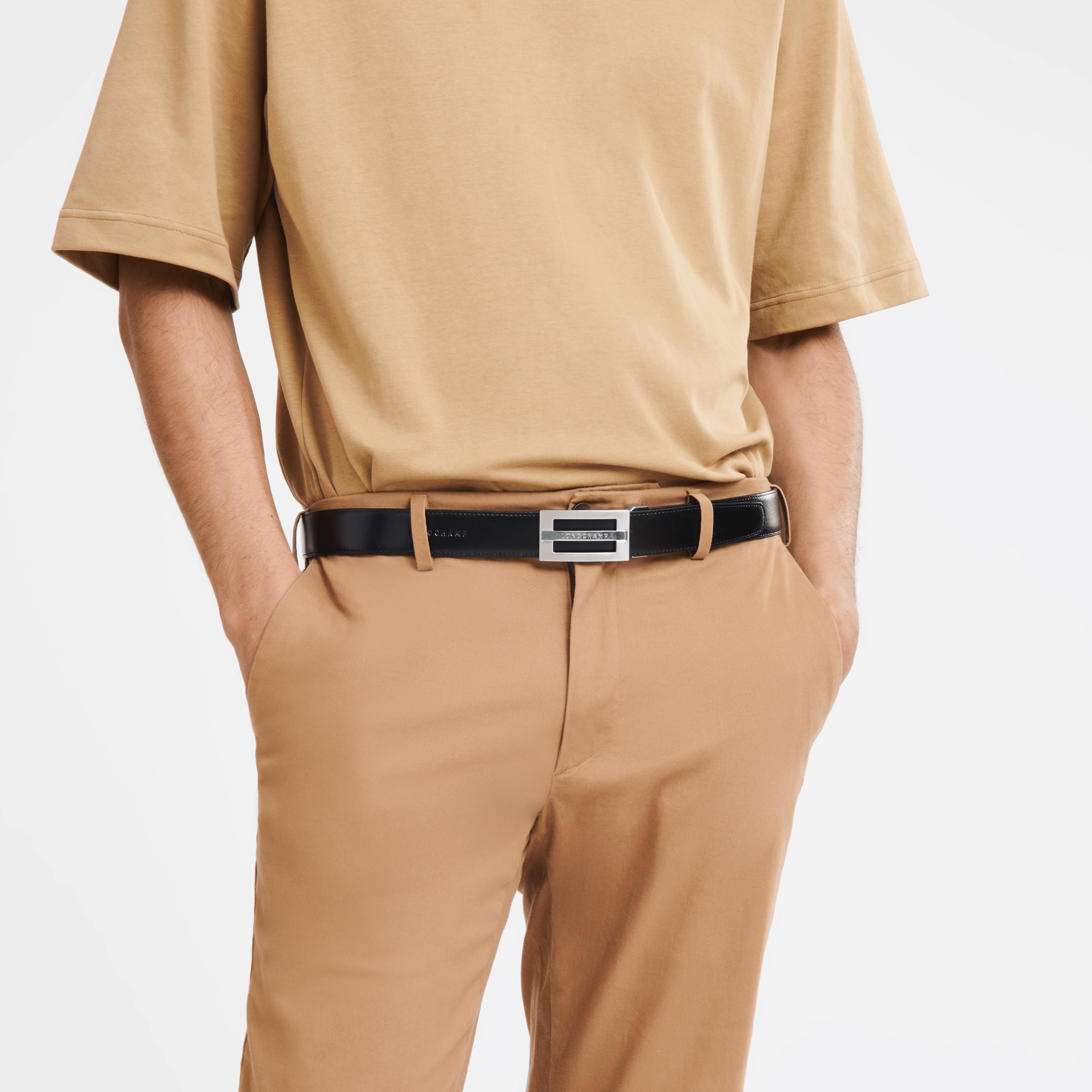 Long Champ Longchamp Delta Box Men's belt Black/Navy