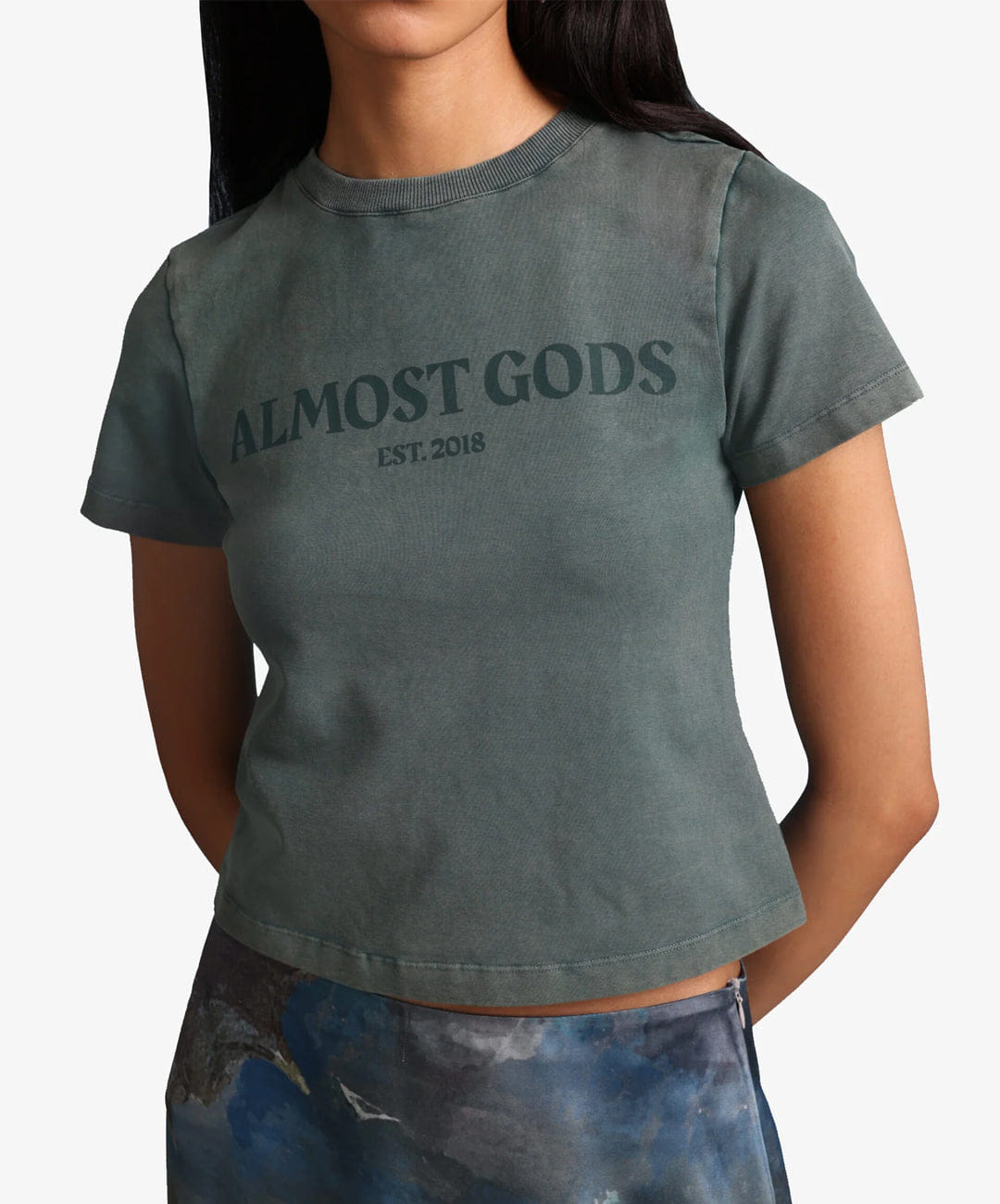 ALMOST GODS | STONEWASHED ALMOST GODS T-Shirt IN GRANITE { GREY/CBLACK