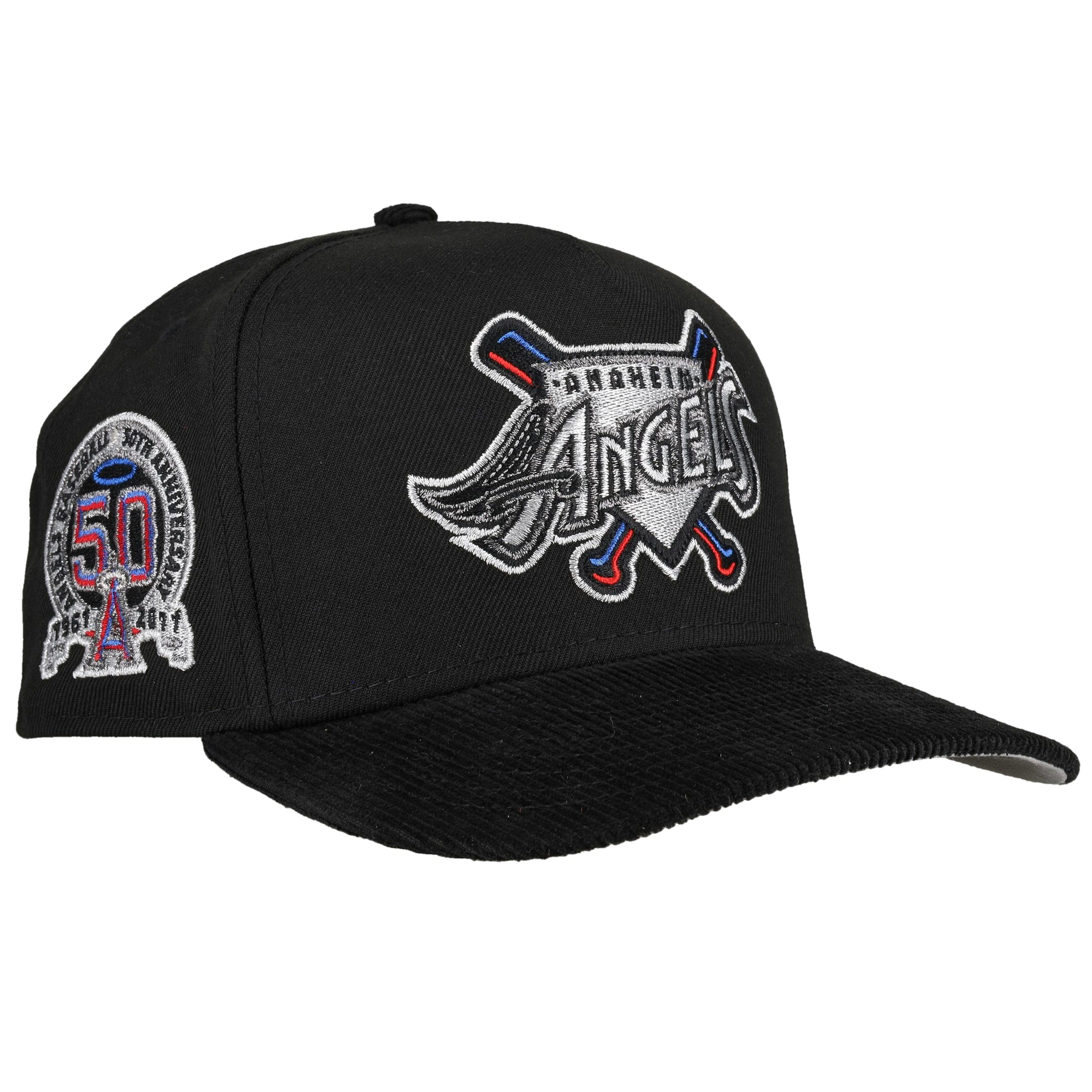 Anaheim Angels 50th Season Metallic 9Fifty A Frame Snapback Hat (Corduroy Visor)