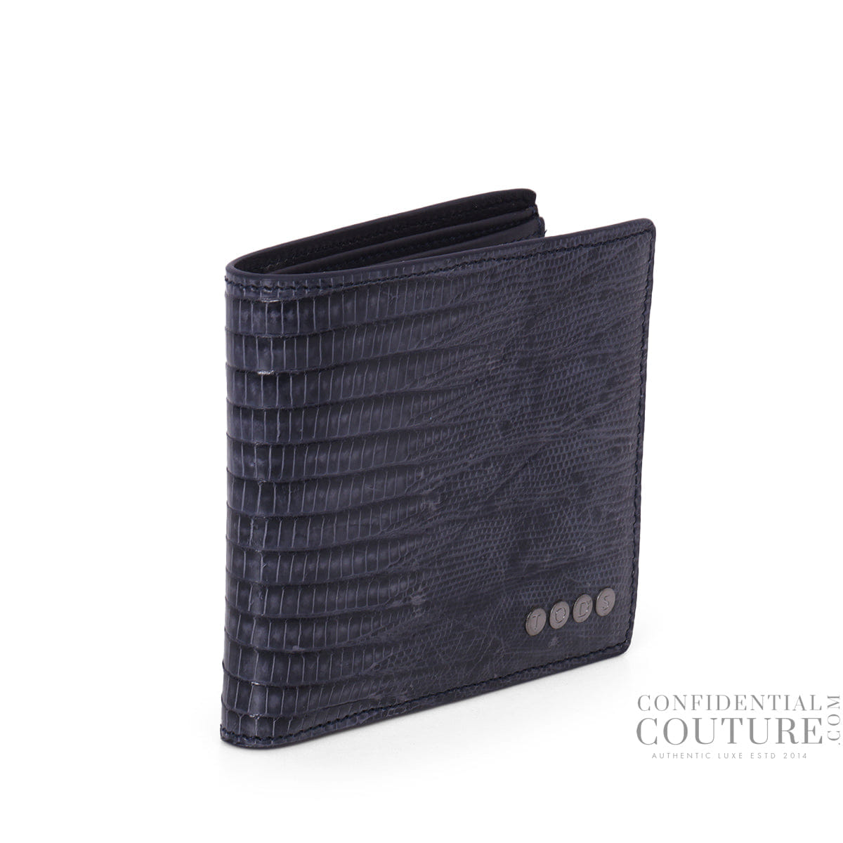Tods Blue Croc - Embossed Patent Leather Bi - Fold Wallet