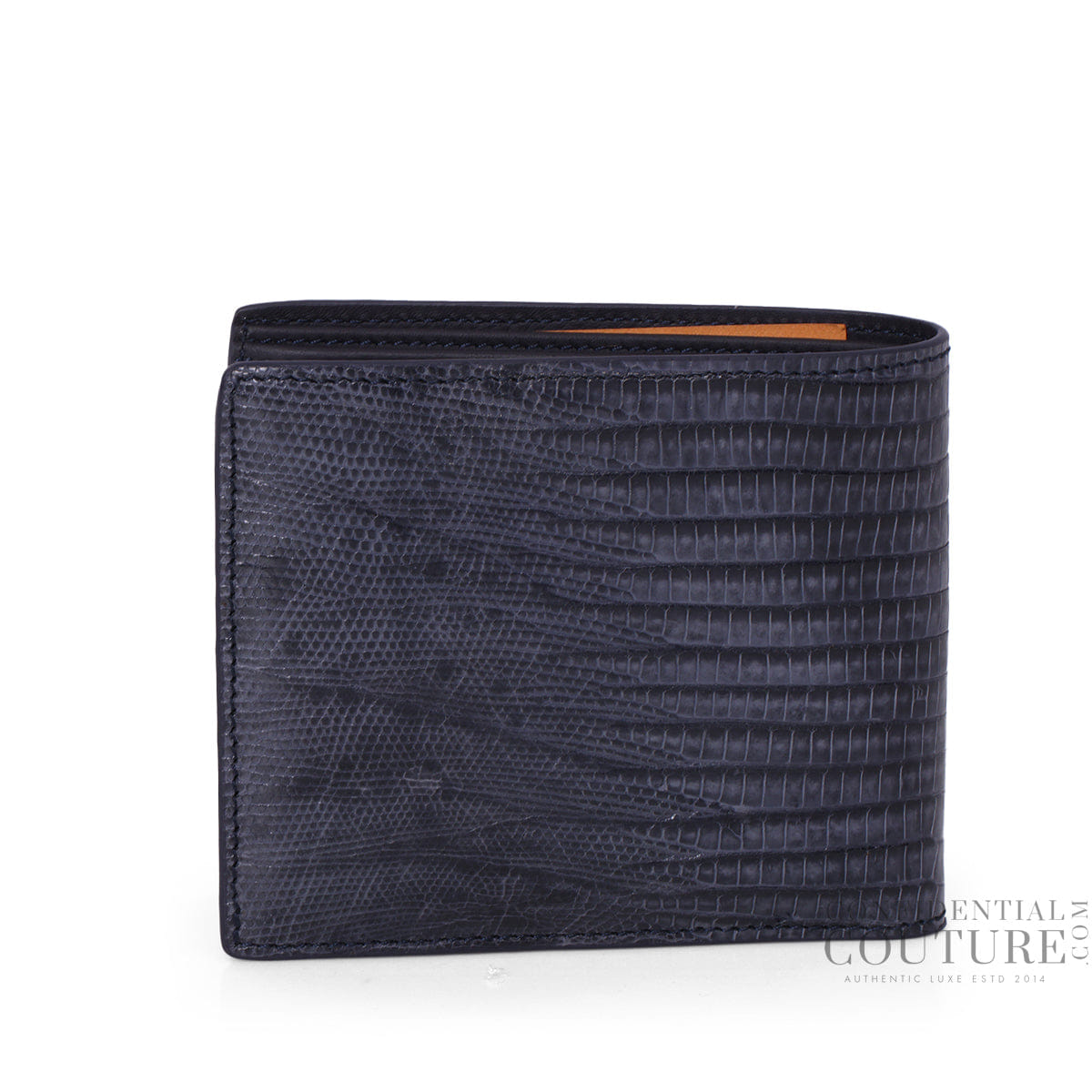 Tods Blue Croc - Embossed Patent Leather Bi - Fold Wallet