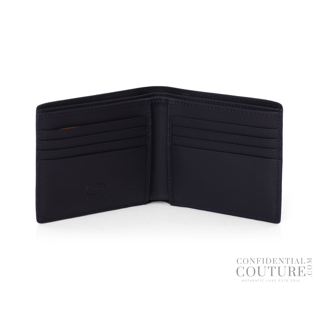 Tods Blue Croc - Embossed Patent Leather Bi - Fold Wallet