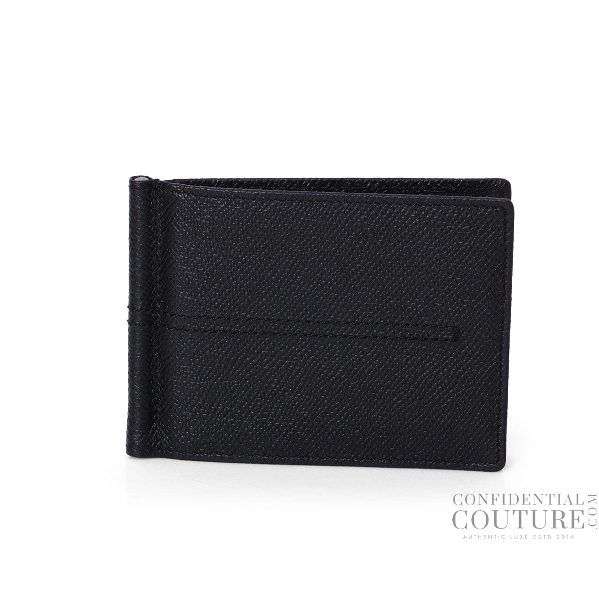 Tods Black Grainy Leather Money Clip Wallet