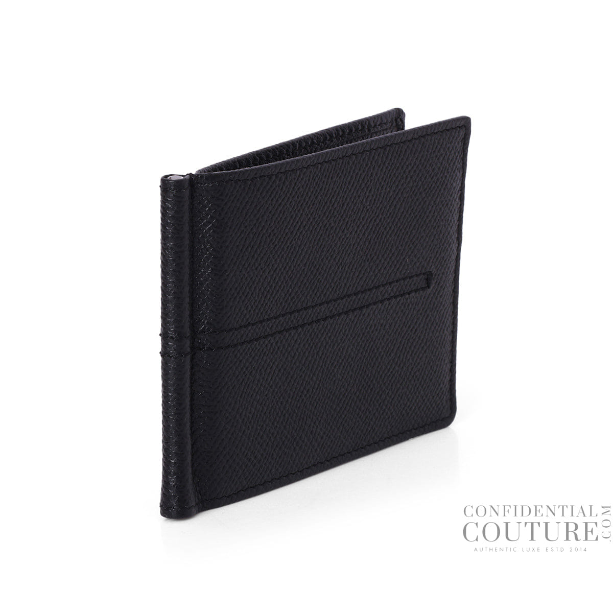 Tods Black Grainy Leather Money Clip Wallet