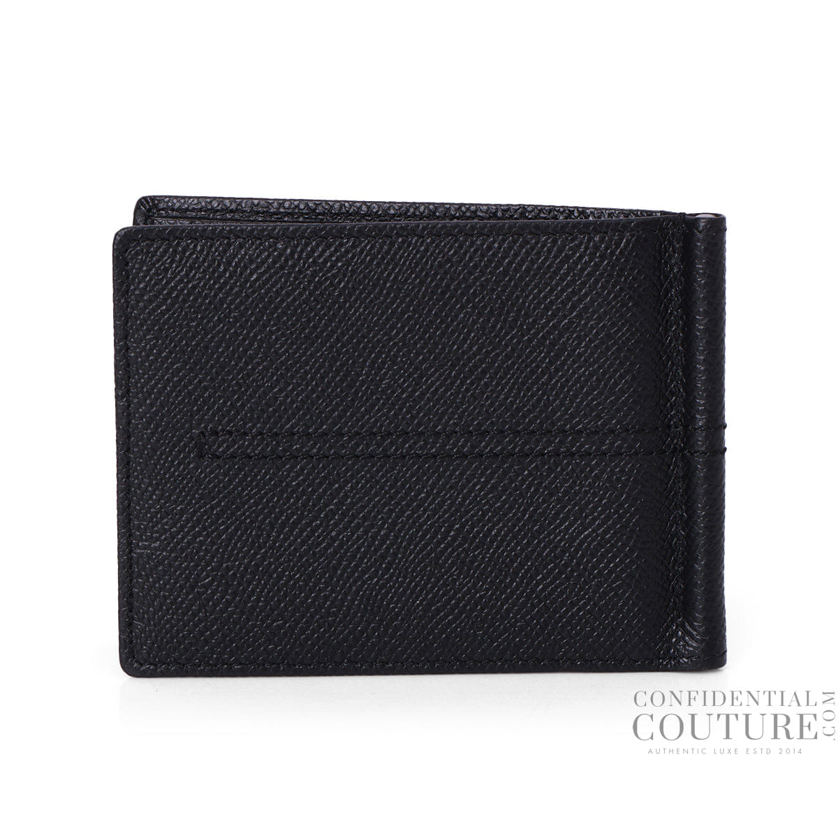 Tods Black Grainy Leather Money Clip Wallet