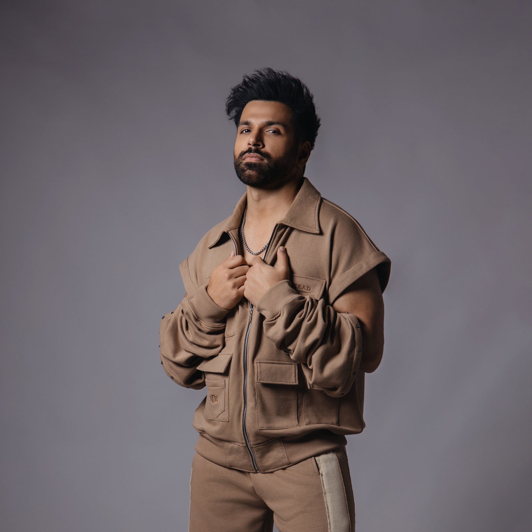 Hophead LIGHT BROWN DETACHABLE SLEEVE JACKET