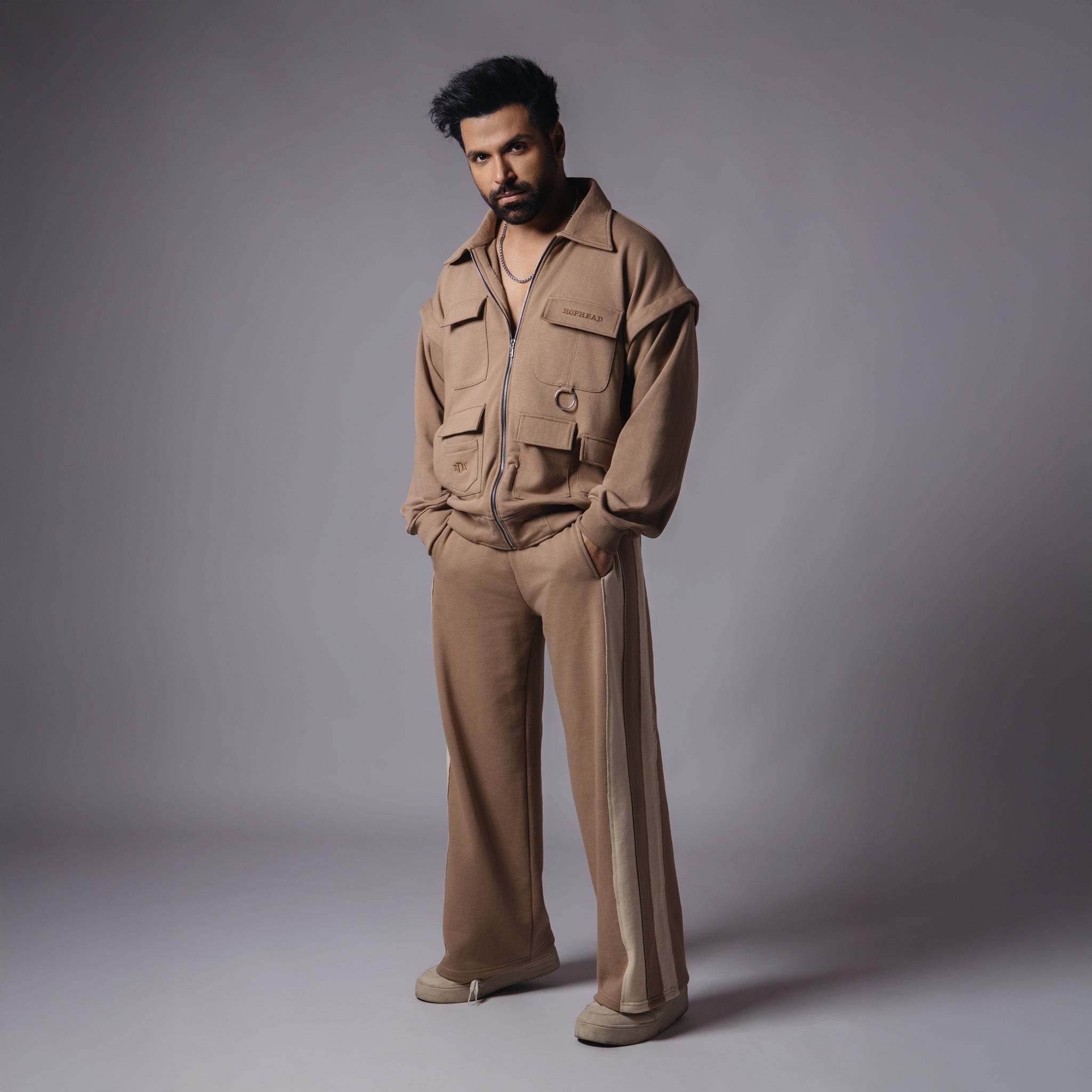 Hophead LIGHT BROWN DETACHABLE SLEEVE JACKET