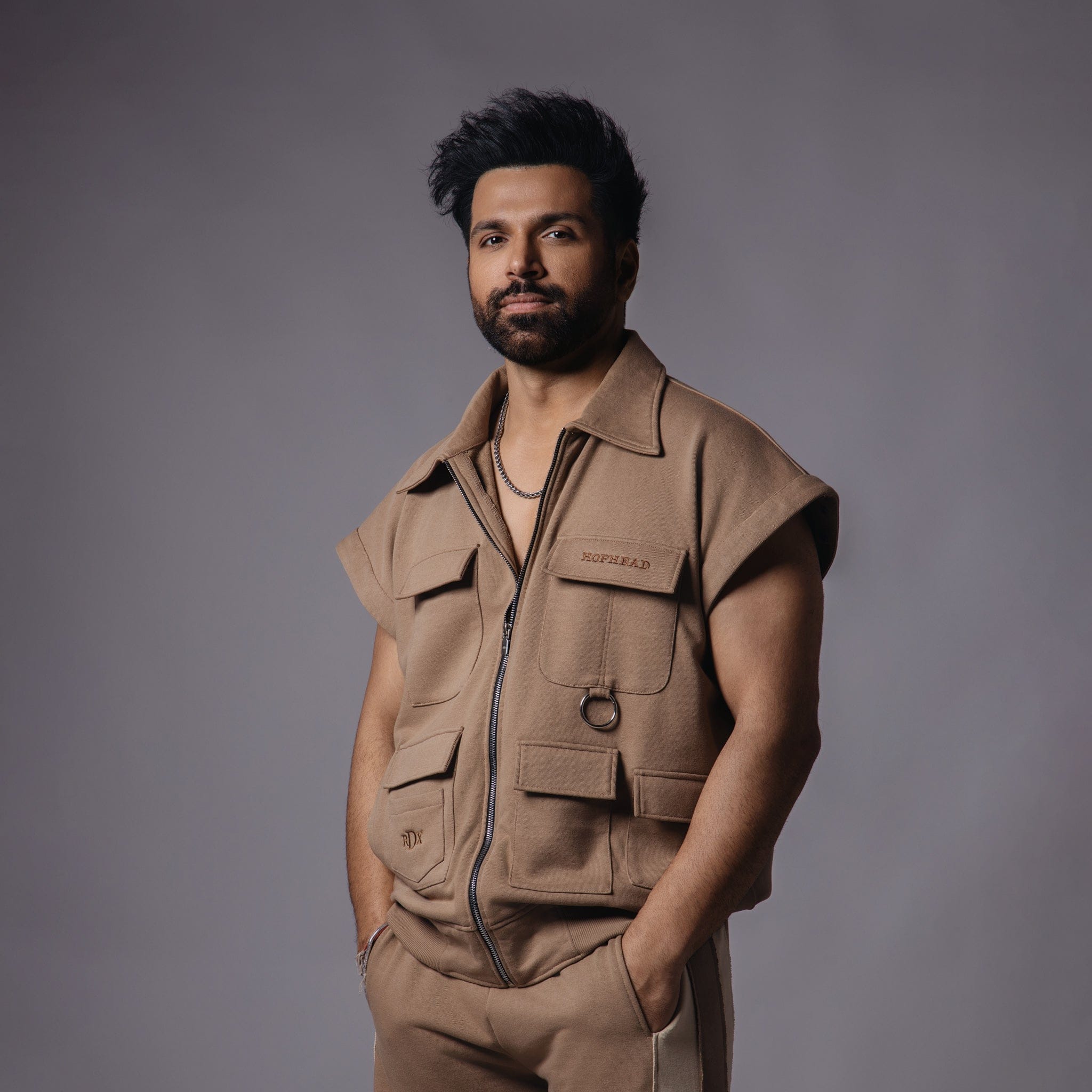 Hophead LIGHT BROWN DETACHABLE SLEEVE JACKET