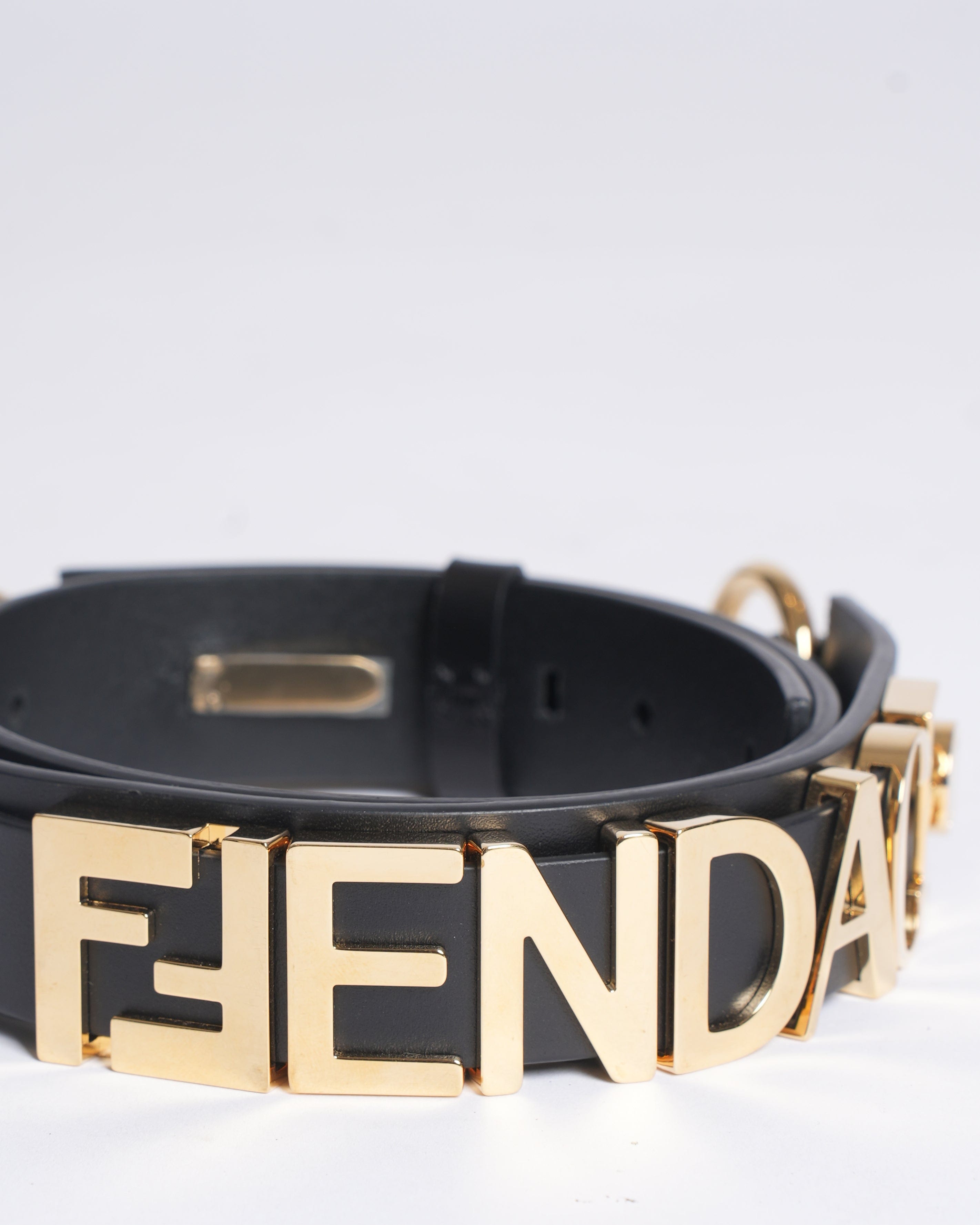 Fendi x Versace New Fendi x Versace Fendace Women's Calf Leather Logo Lettering Belt