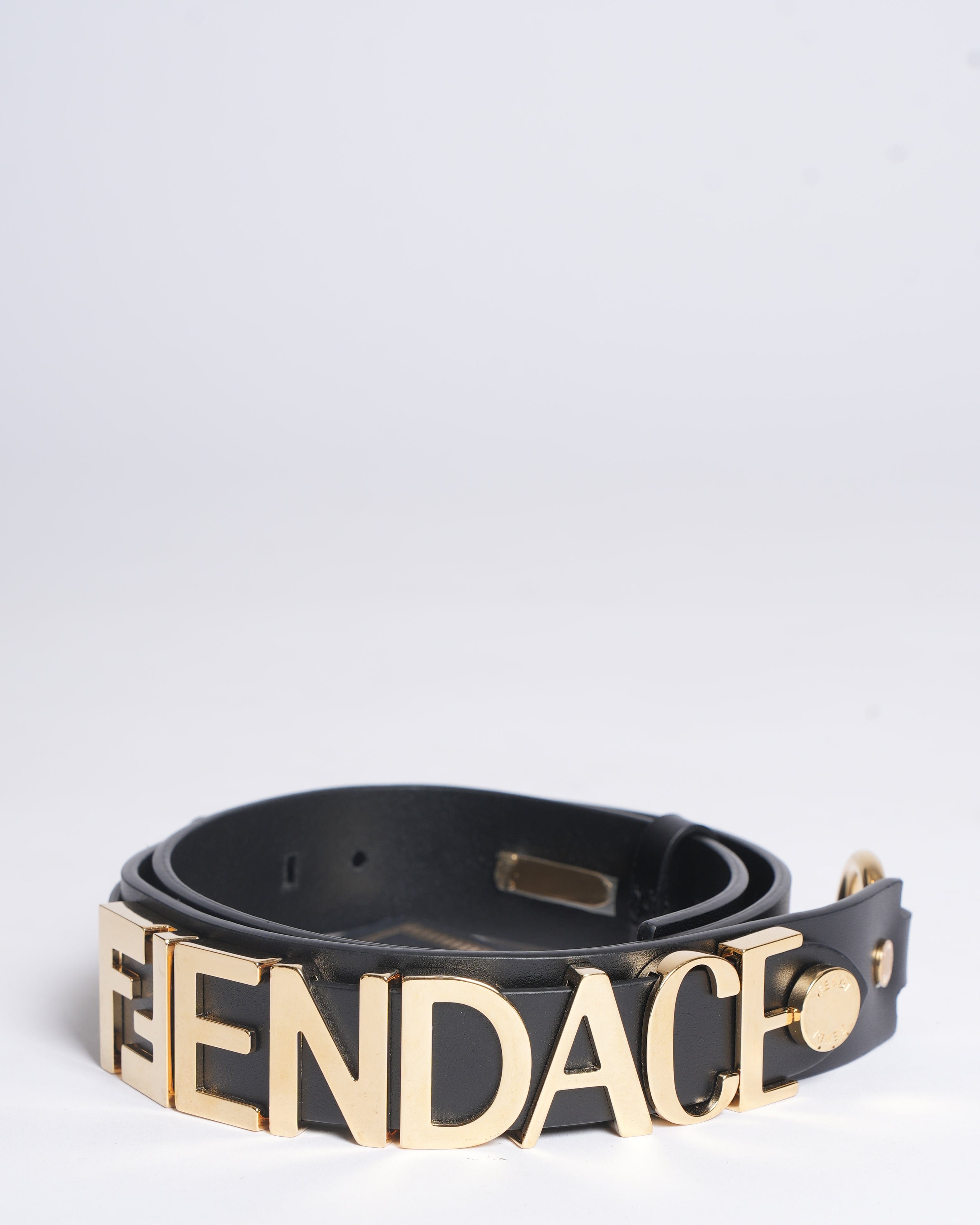 Fendi x Versace New Fendi x Versace Fendace Women's Calf Leather Logo Lettering Belt