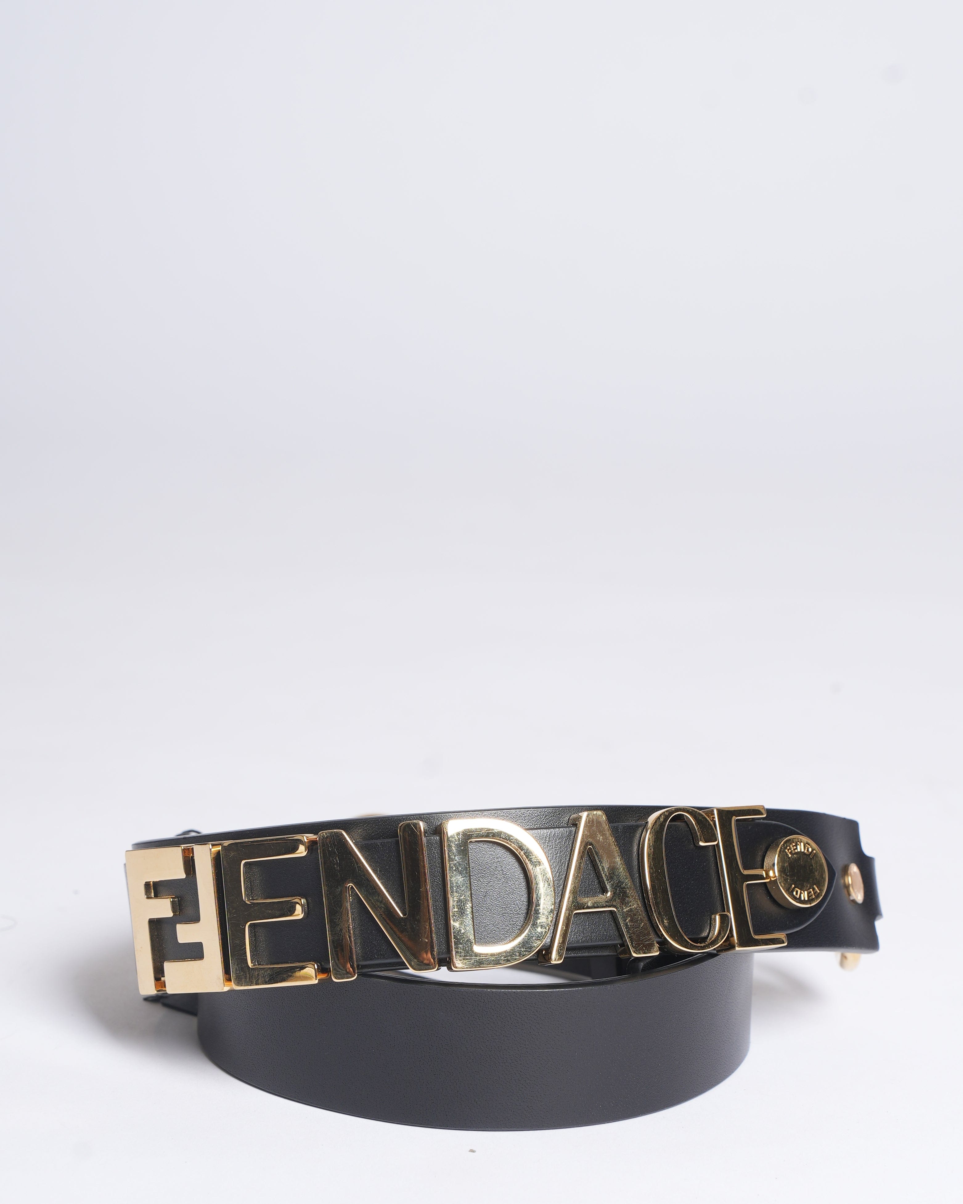 Fendi x Versace New Fendi x Versace Fendace Women's Calf Leather Logo Lettering Belt