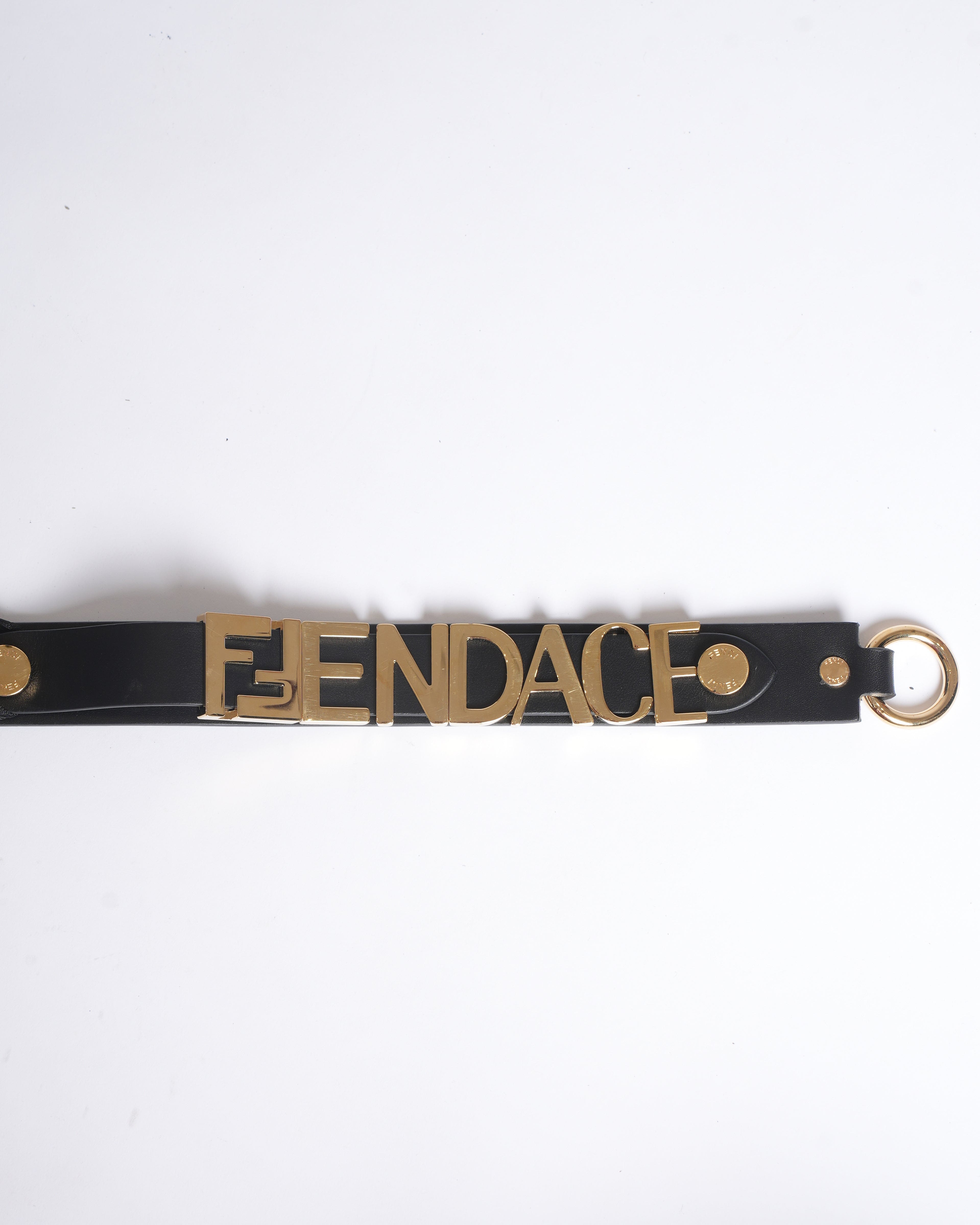 Fendi x Versace New Fendi x Versace Fendace Women's Calf Leather Logo Lettering Belt