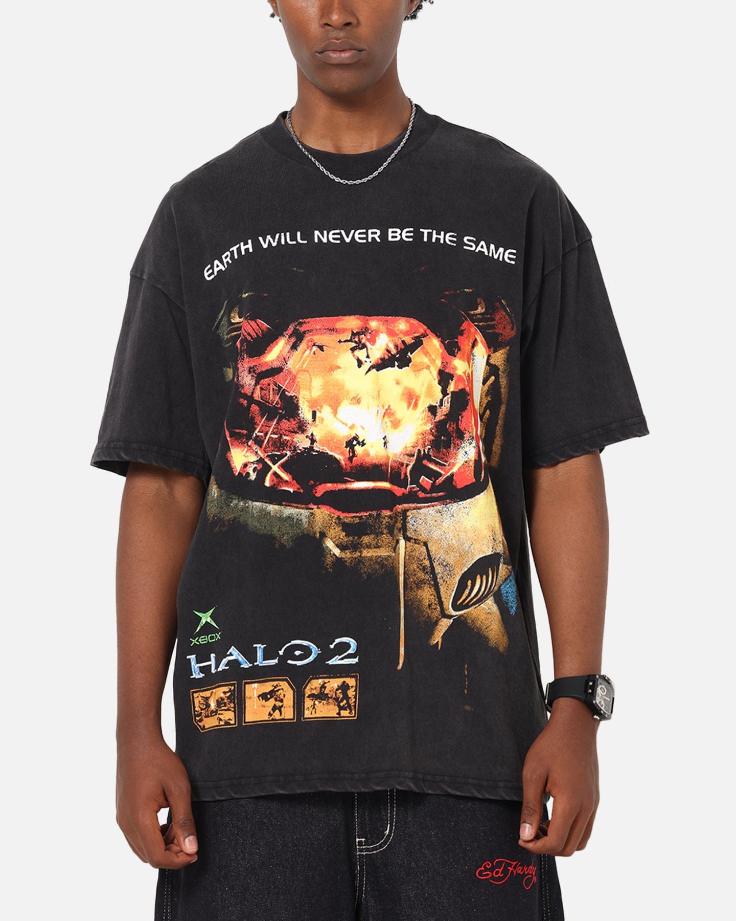 73studio x Halo Halo 2 Masterchief Vintage T - Shirt Off Black