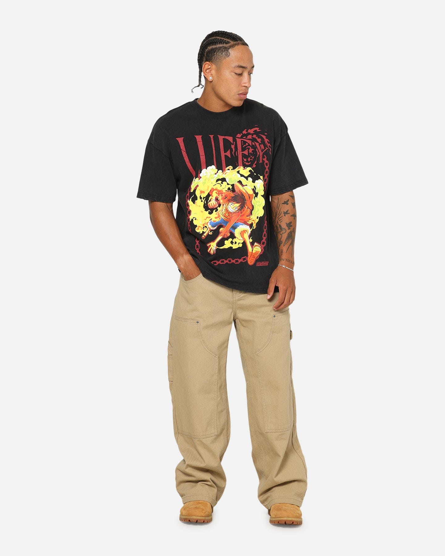 73studio x One Piece Luffy Vintage T - Shirt Off Black