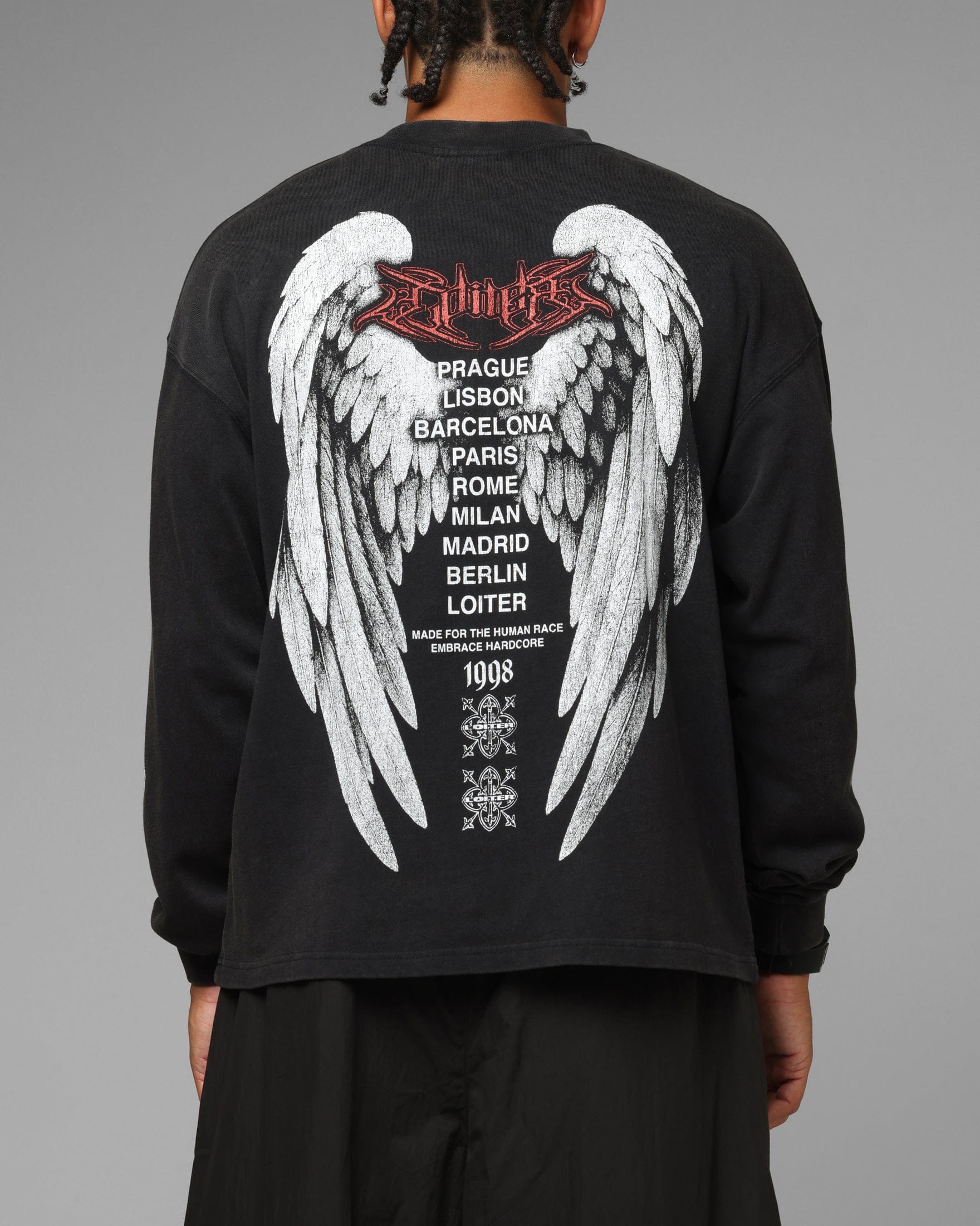 Loiter Dove Vintage Long Sleeve T - Shirt Black
