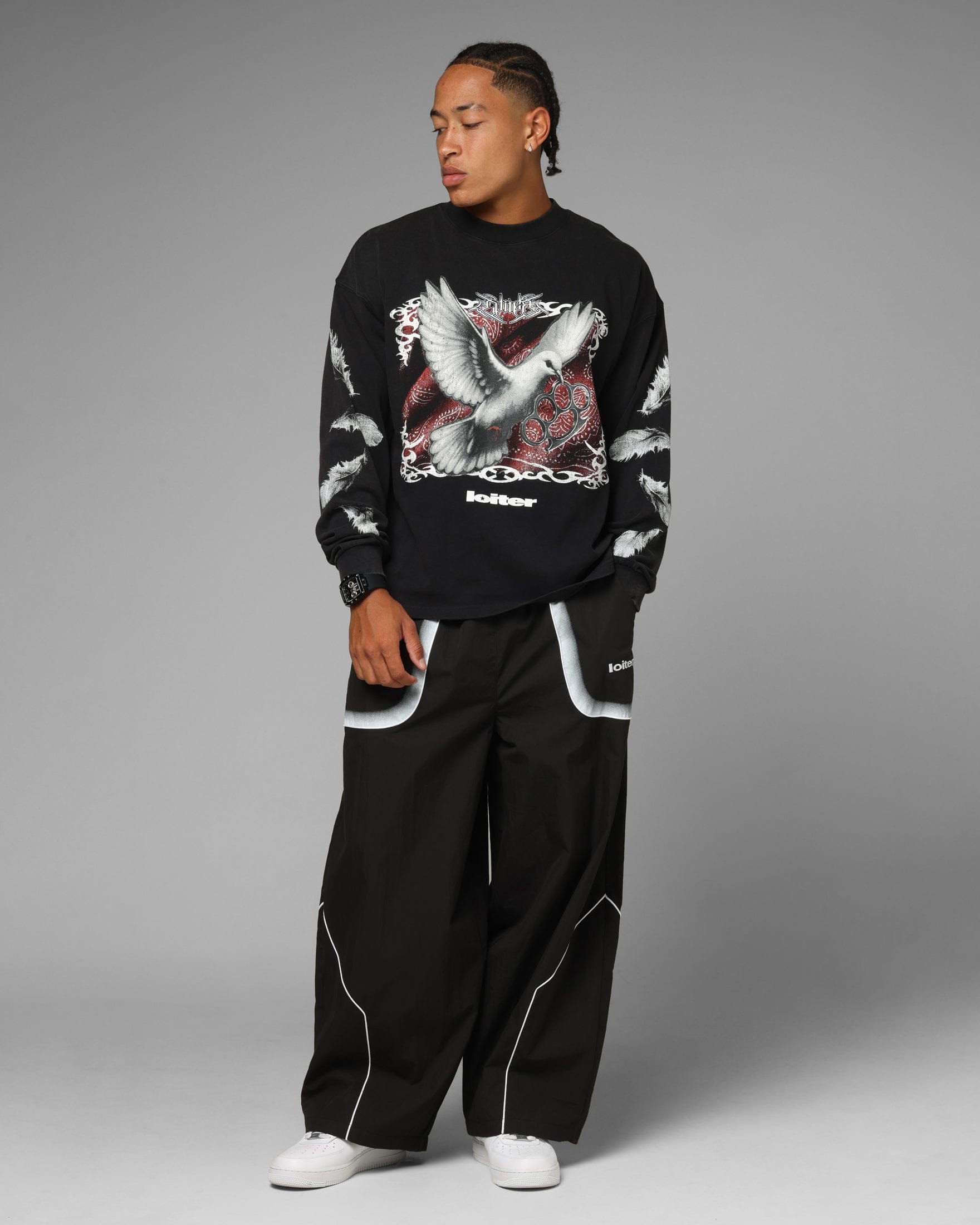 Loiter Dove Vintage Long Sleeve T - Shirt Black