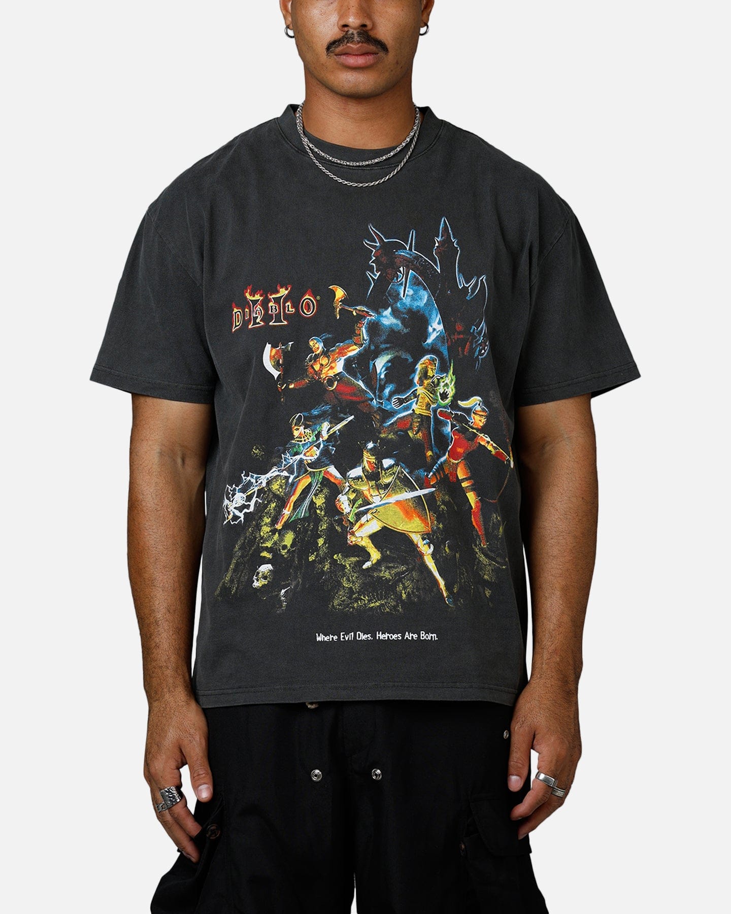 73studio x Diablo II Halloween Heroes Are Born T - Shirt Black Wash