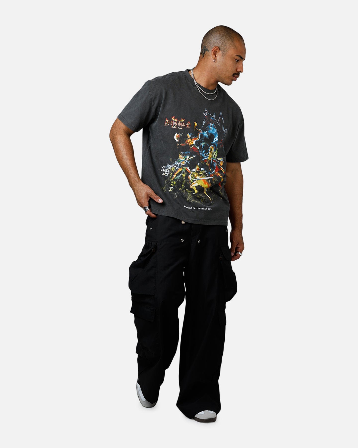 73studio x Diablo II Halloween Heroes Are Born T - Shirt Black Wash