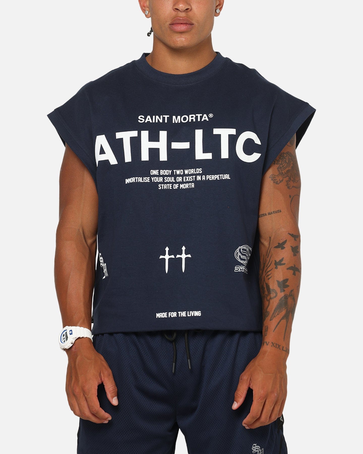 Saint Morta Athletc Cut Off Sweat T - Shirt Dark Royal
