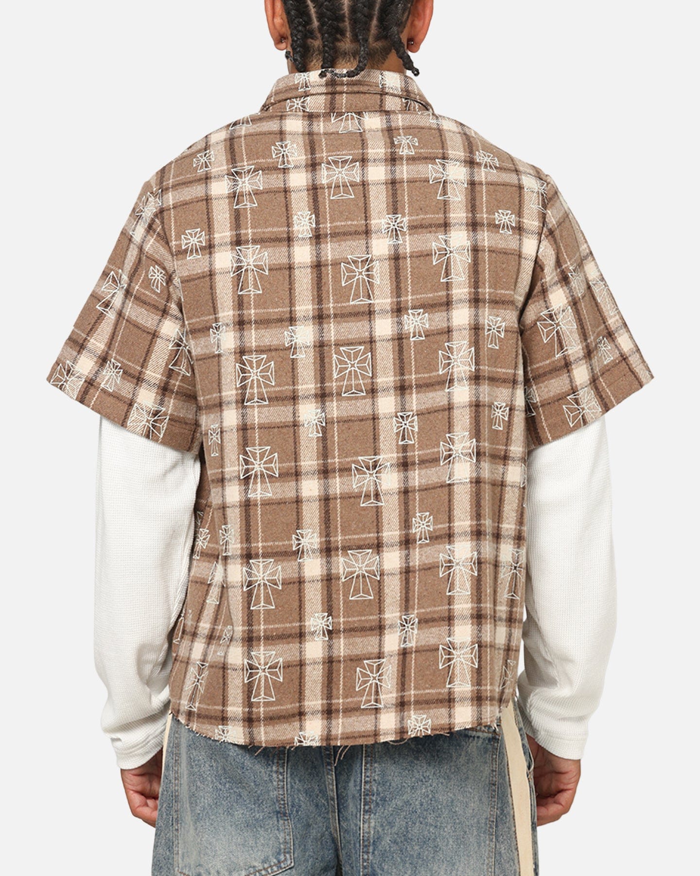 Saint Morta Sanctuary Layered Button Up Shirt Brown