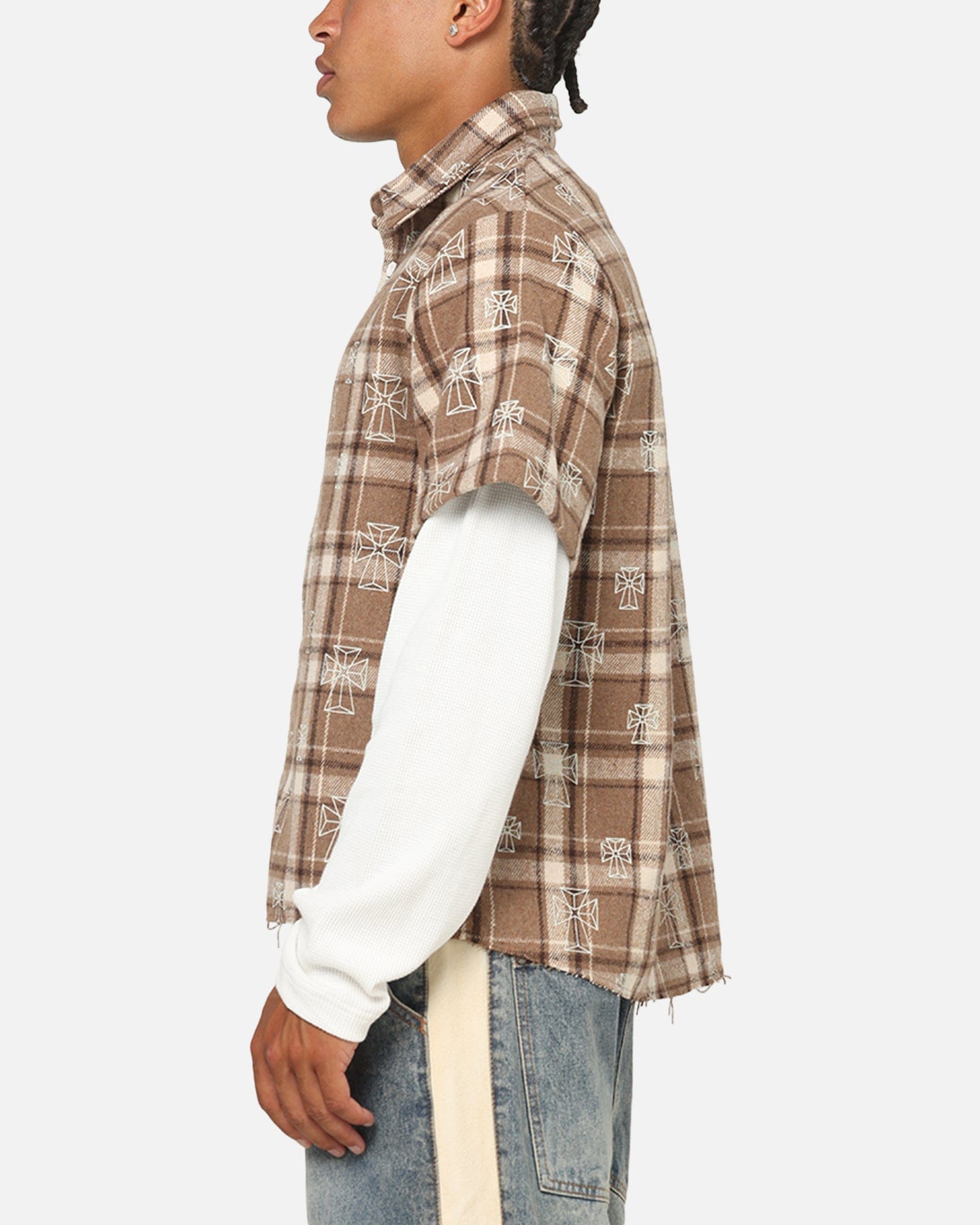 Saint Morta Sanctuary Layered Button Up Shirt Brown