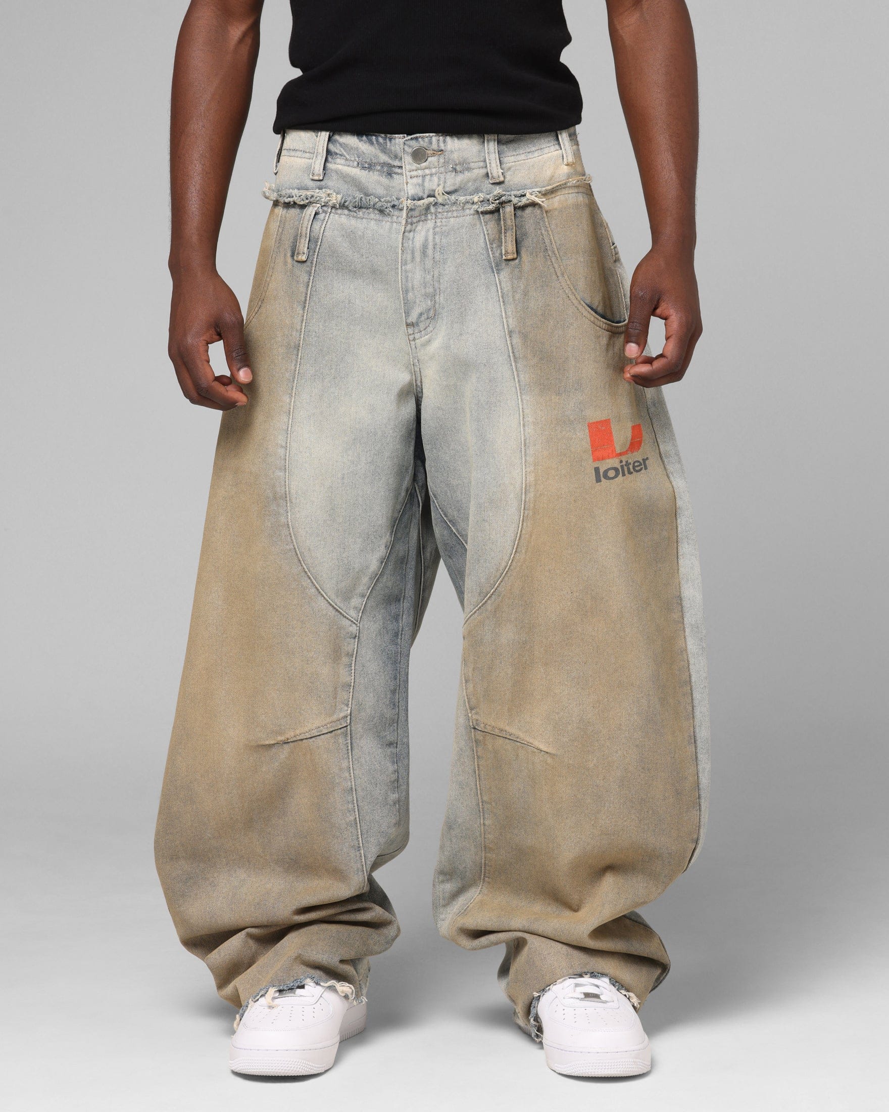 Loiter Layered Western Jeans Blue Wash