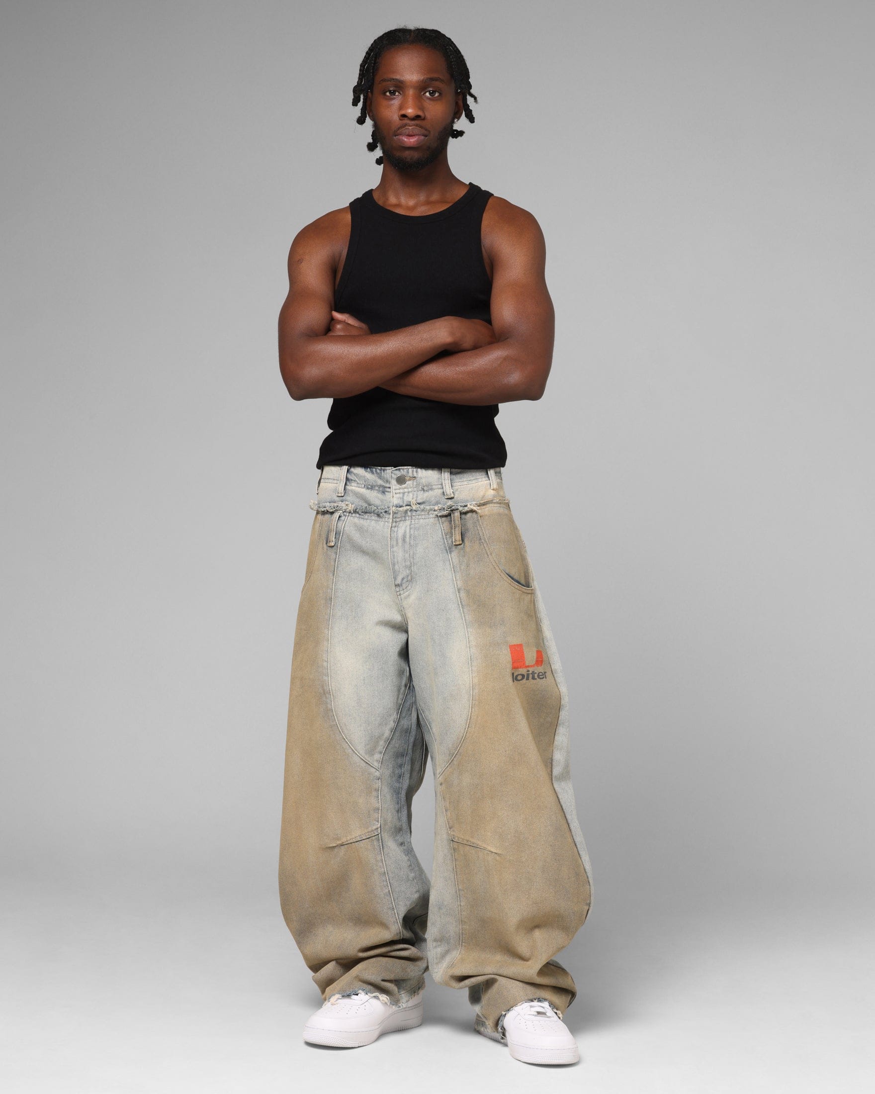Loiter Layered Western Jeans Blue Wash