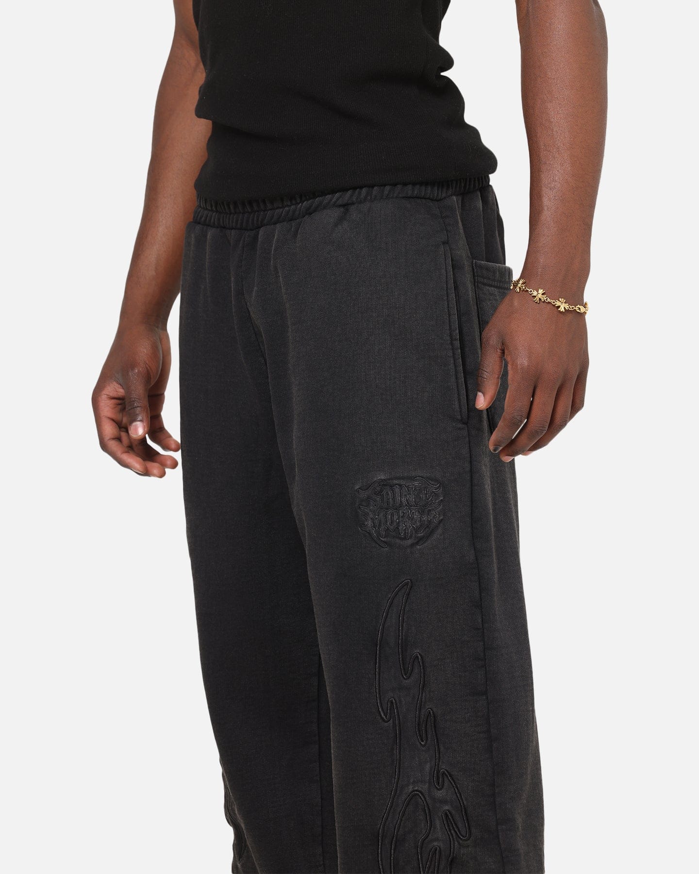 Saint Morta Crested Wing Sweatpants Washed Black