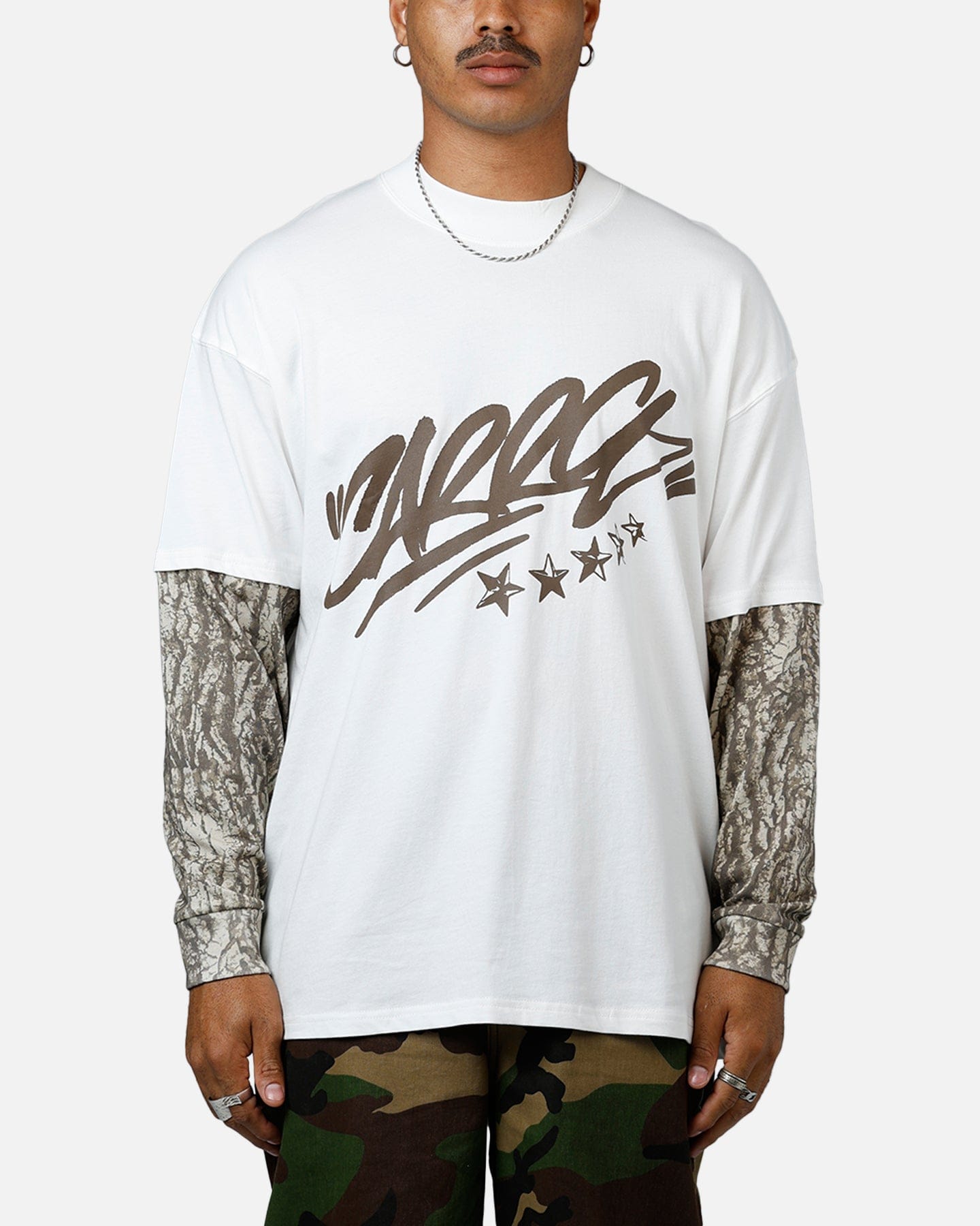 Carre Graffiti Layered Long Sleeve T - Shirt Off White