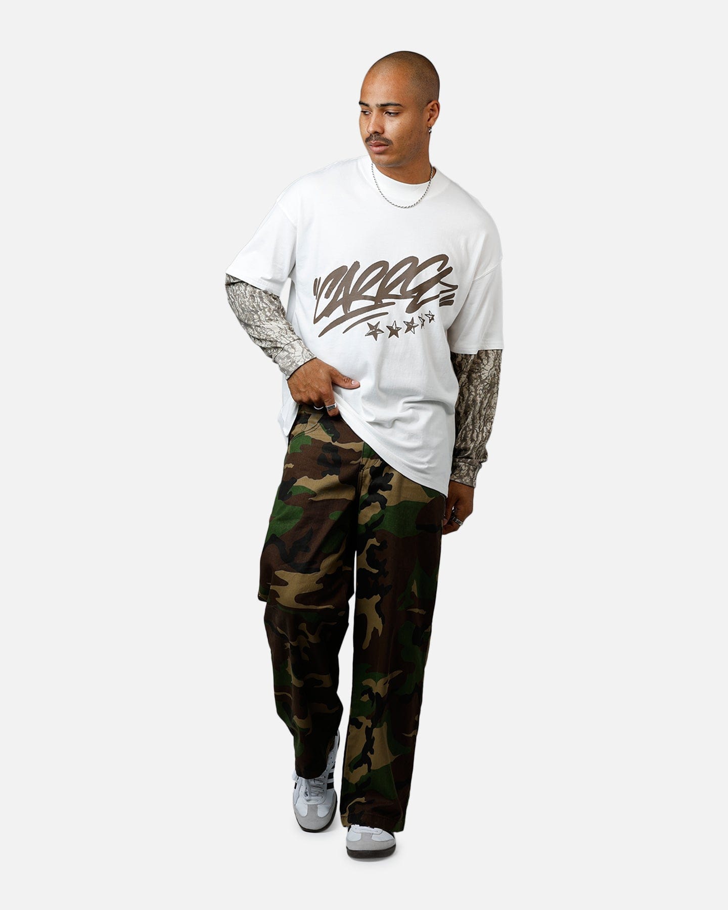 Carre Graffiti Layered Long Sleeve T - Shirt Off White