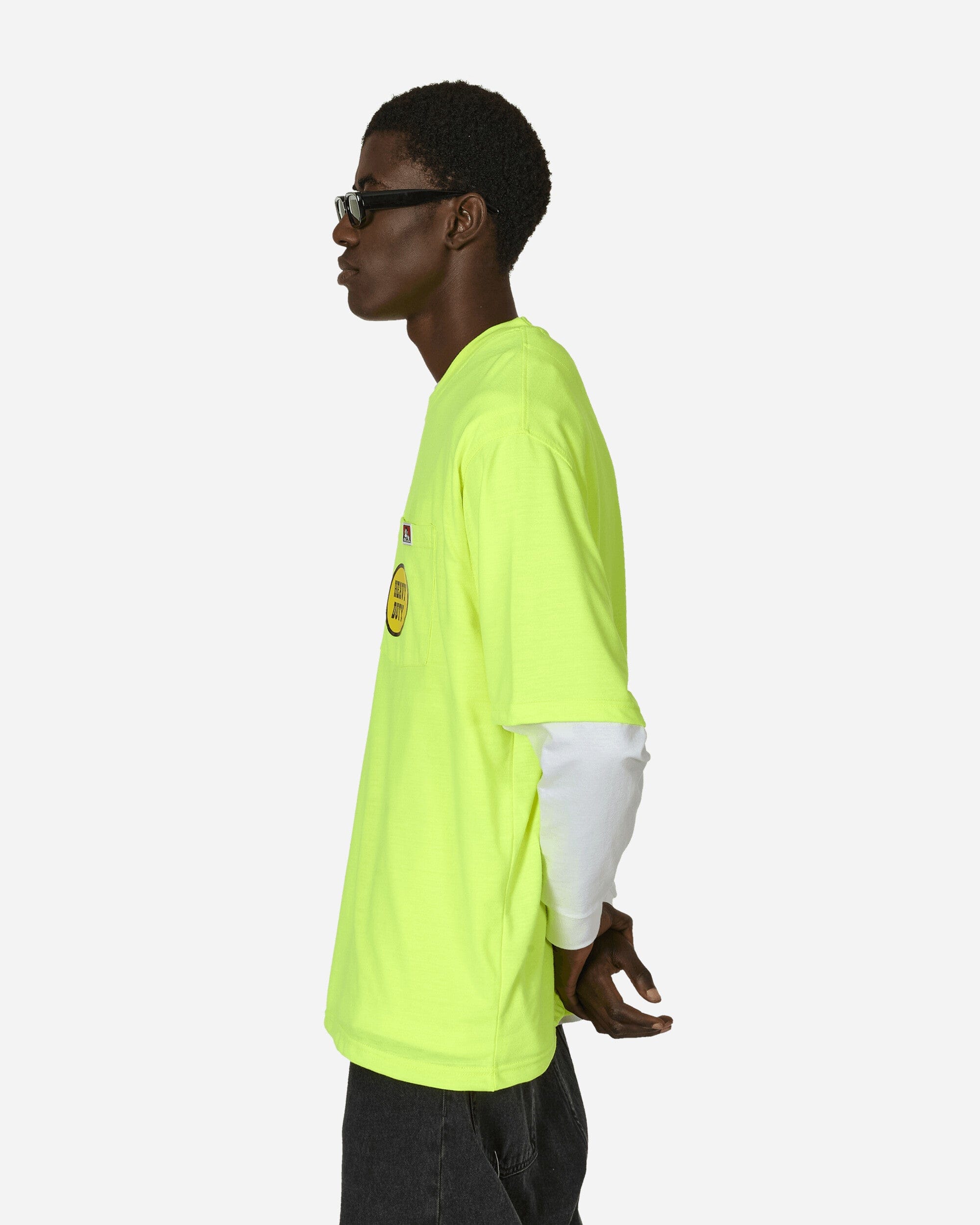 Ben Davis Heavy Duty Classic Label Pocket T - Shirt Hi Vis Green