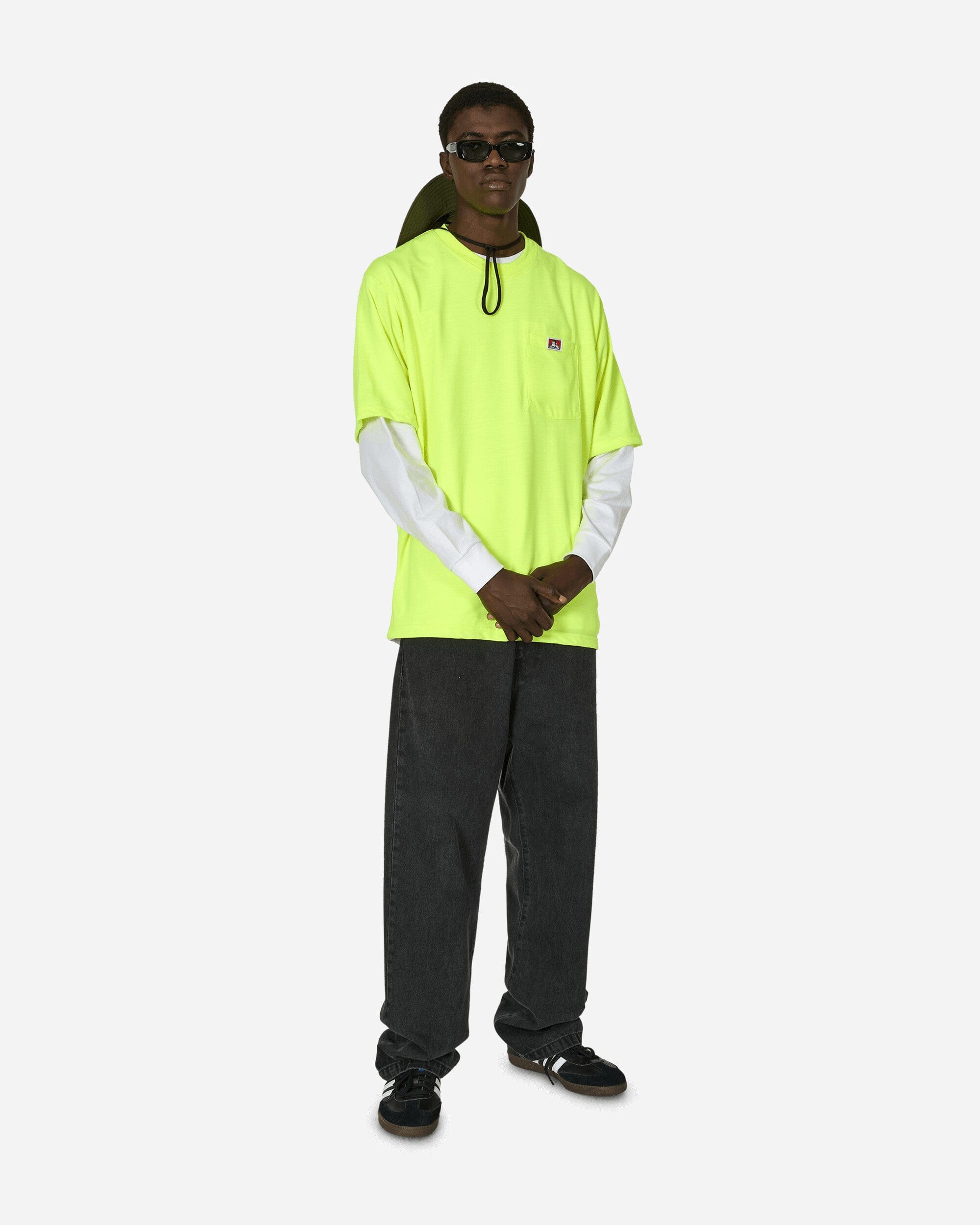 Ben Davis Heavy Duty Classic Label Pocket T - Shirt Hi Vis Green