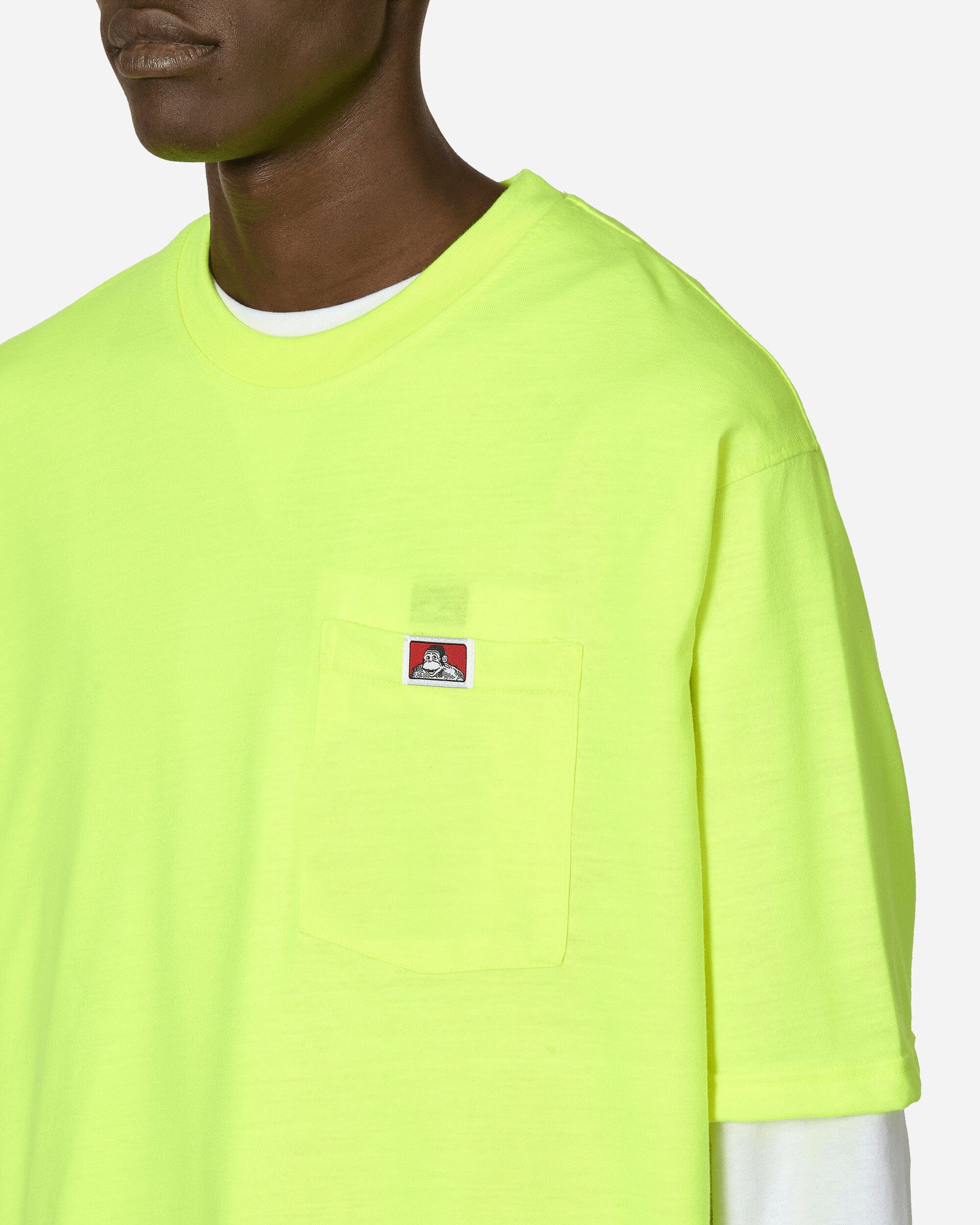 Ben Davis Heavy Duty Classic Label Pocket T - Shirt Hi Vis Green